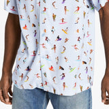 Crwth Men's Regular Fit Surfer Print Camp Shirt Blue Size Medium