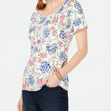 Karen Scott Women's Printed T-Shirt White Size Small