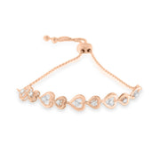 Rose Plated Sterling Silver Diamond Heart-linked Bolo Bracelet (0.30 Cttw, H-i Color, I2-i3 Clarity)