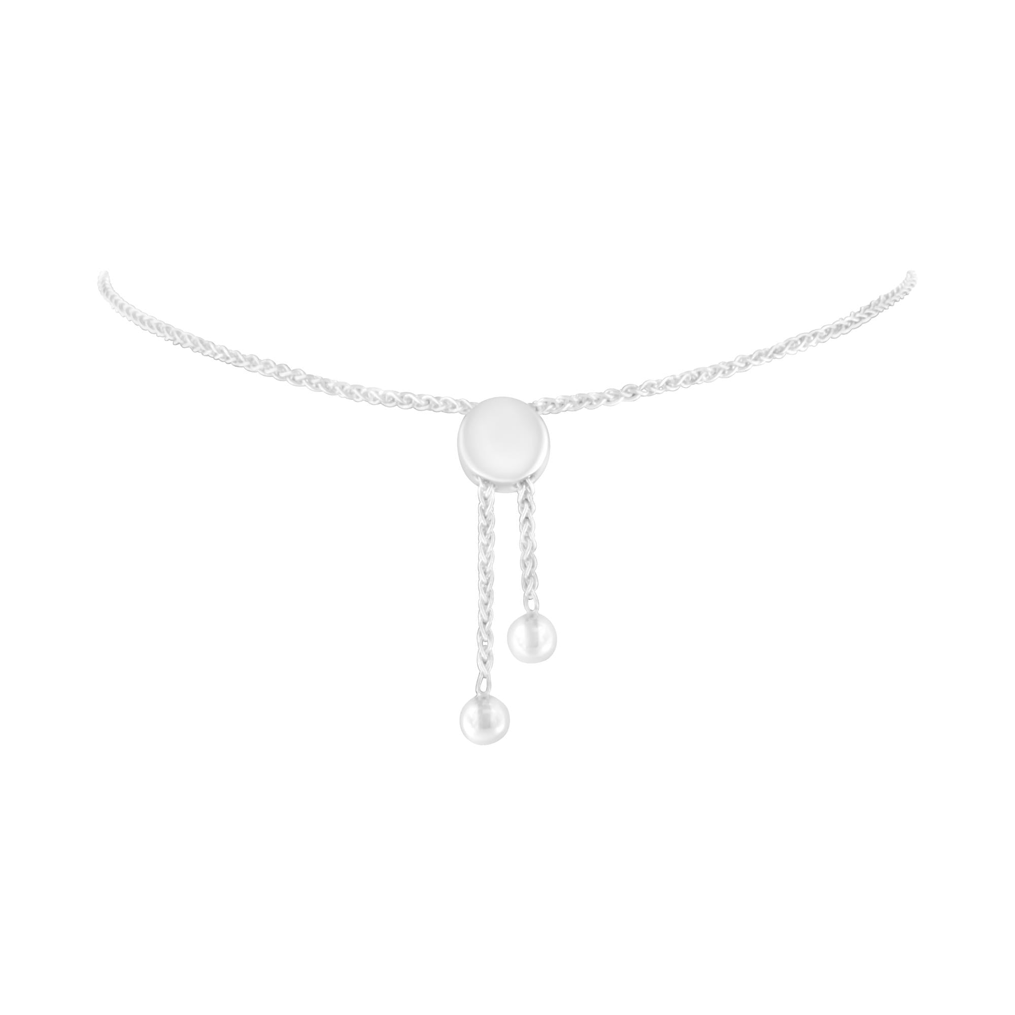 Sterling Silver Diamond Woven Heart Bolo Bracelet (0.1 Cttw, H-i Color, I2-i3 Clarity)