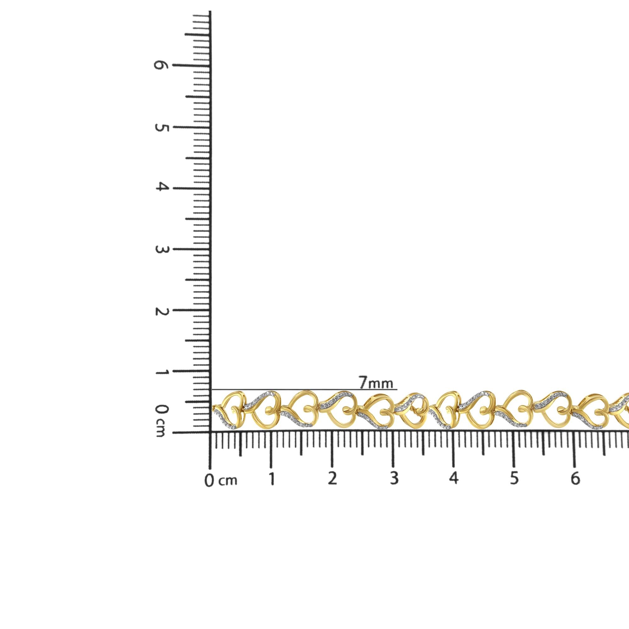 10k Yellow Gold Over .925 Sterling Silver Diamond Accented Open Hearts 6”-9” Adjustable Chain Bolo Bracelet (h-i Color, I2-i3 Clarity)