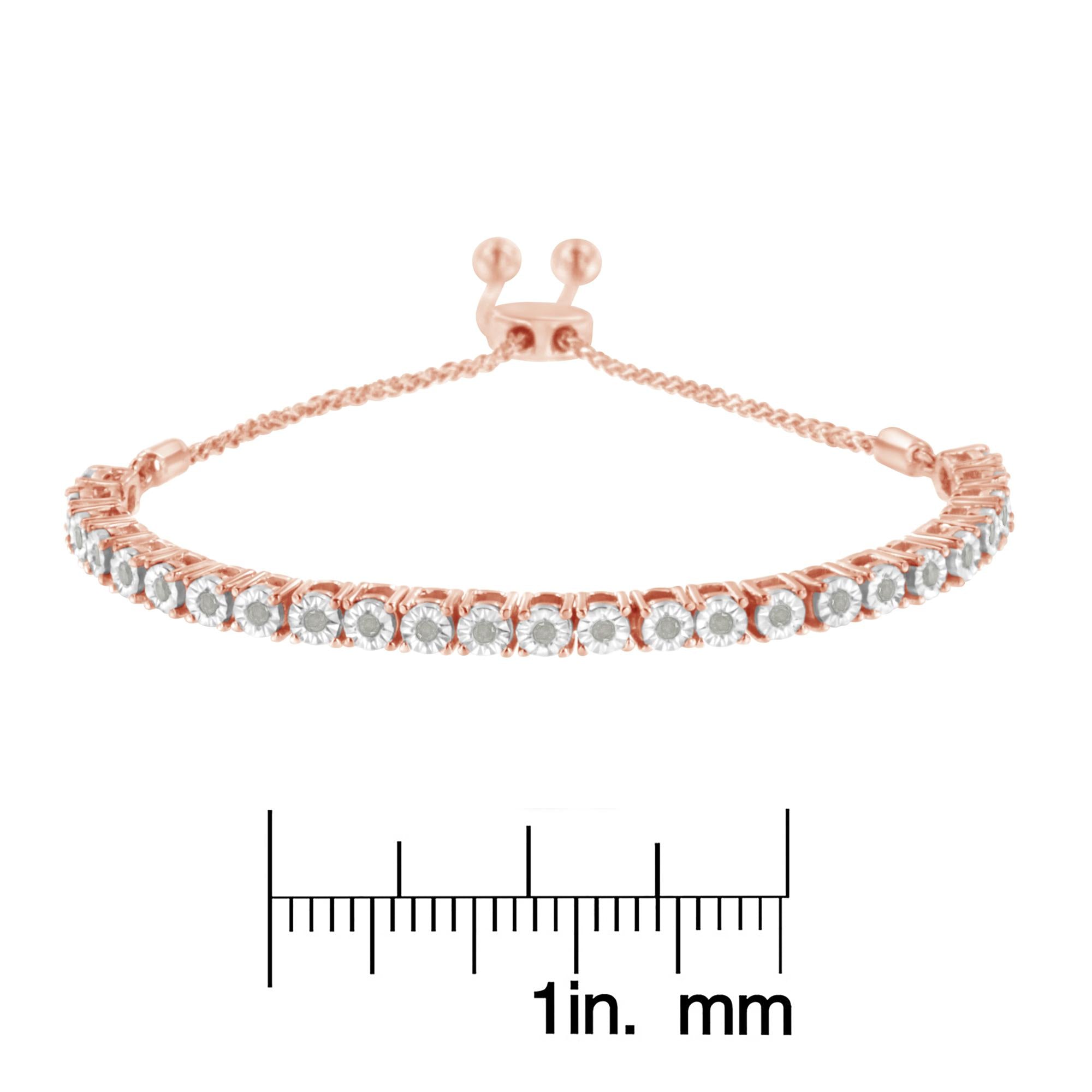 .925 Sterling Silver 1/4 Cttw Miracle-set Diamond 4”-10” Adjustable Bolo Tennis Bracelet (i-j Color, I3 Clarity)