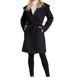 Avec Les Filles Hooded Wrap Coat in Black Size X-Large