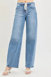 Risen Relaxed Fit Drawstring Waist Jeans