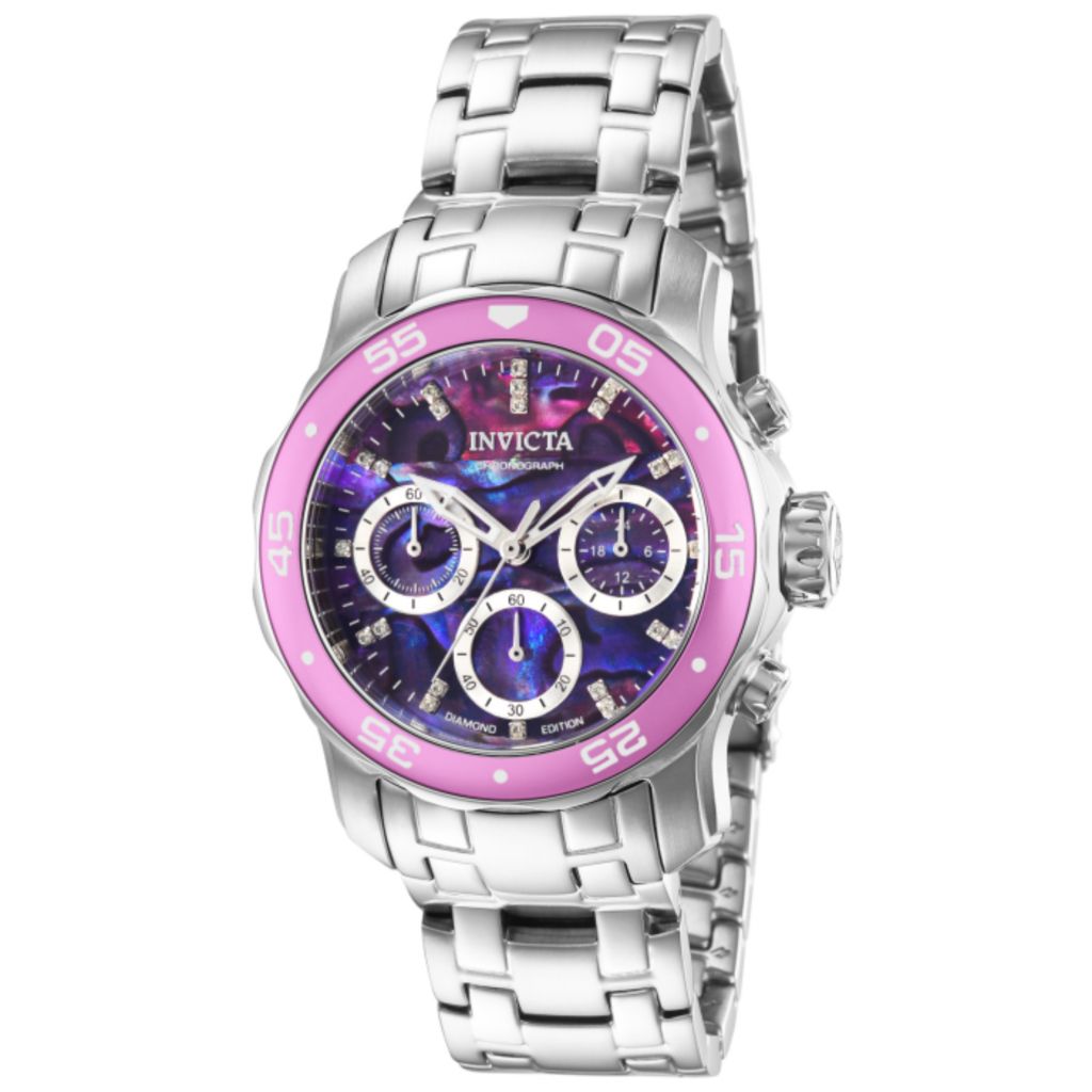 Invicta Pro Diver Scuba 38mm Quartz Chrono Diamond Watch W/ 8dc