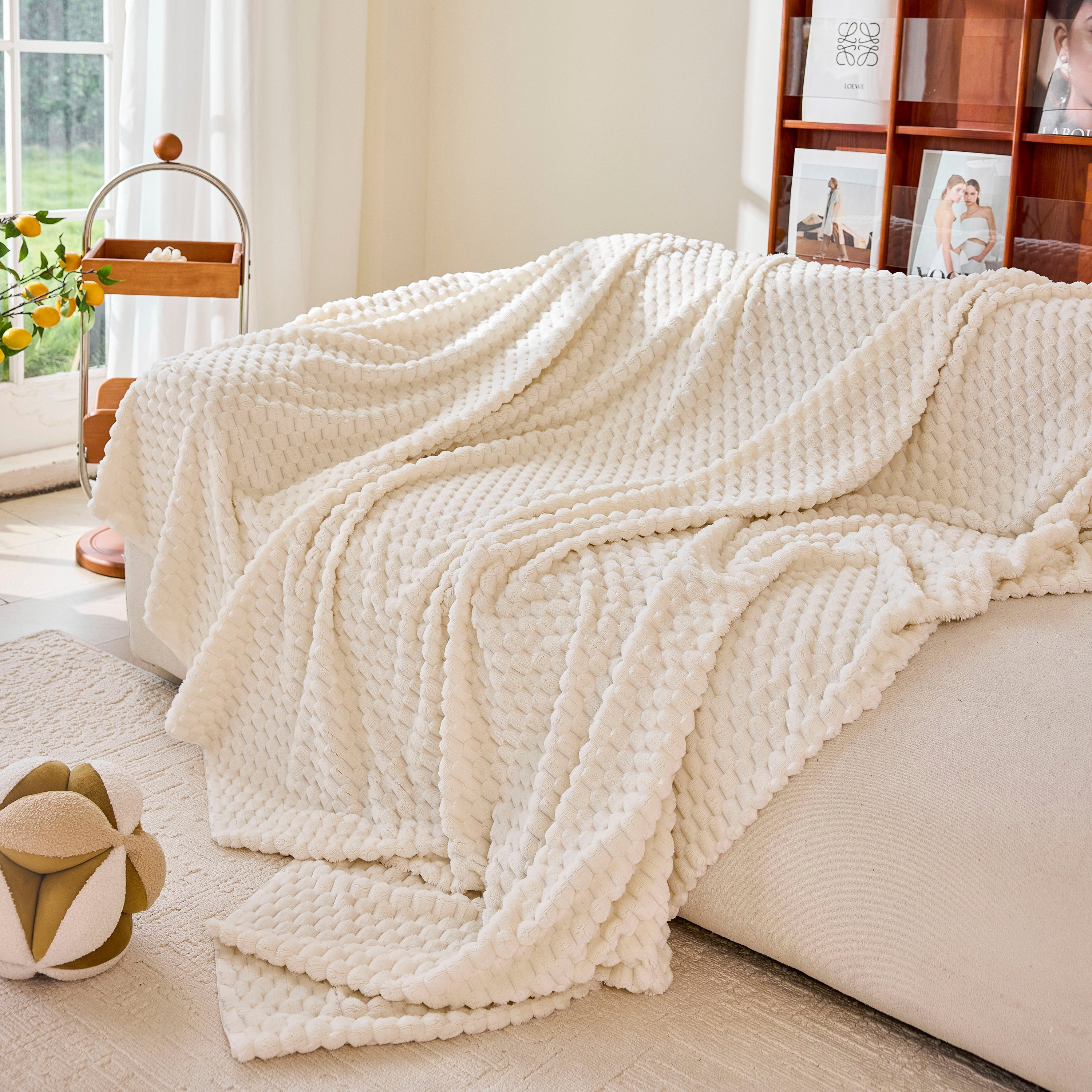 Thick Plush Non-slip Sofa Throw Cover, Warm Soft Faux Fur Couch Protector For Winter