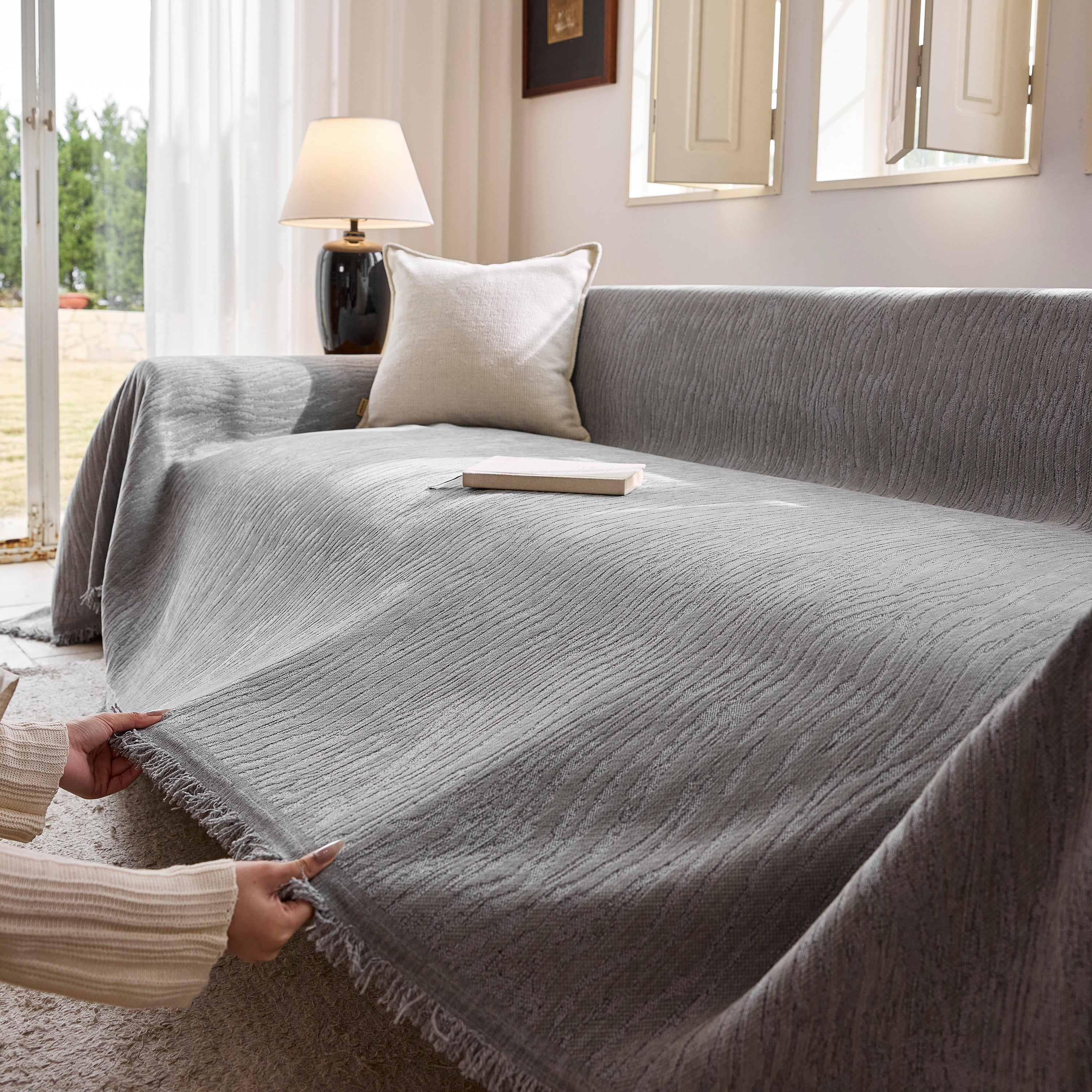 Chenille Sofa Cover Throw Couch Cover Blanket, Soft Slipcover Alternative For Pets