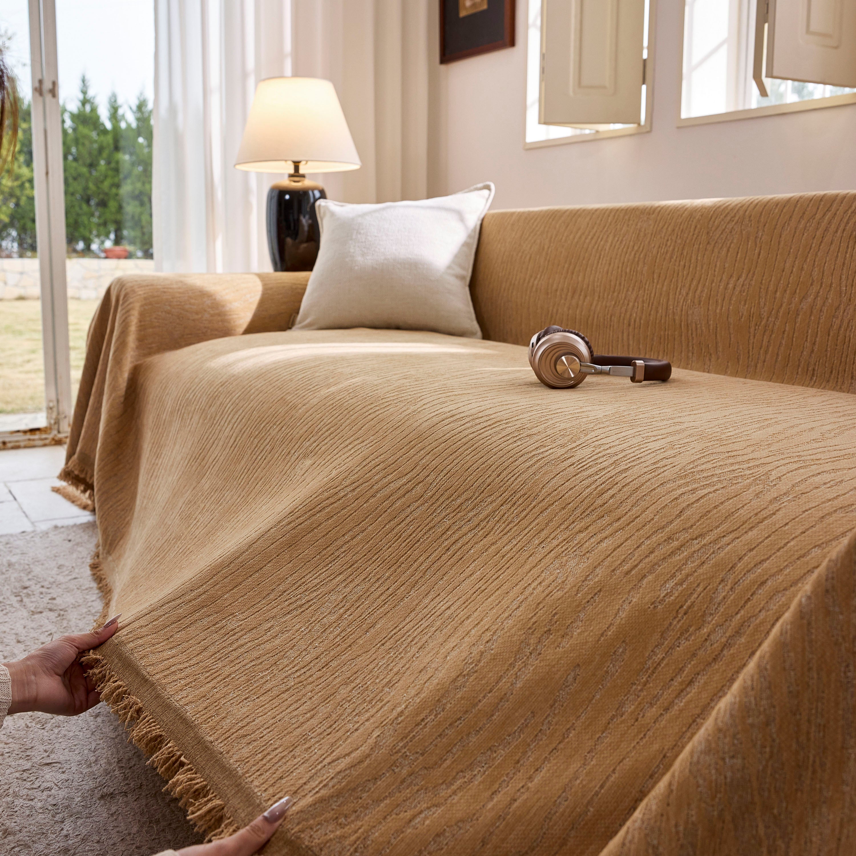 Chenille Sofa Cover Throw Couch Cover Blanket, Soft Slipcover Alternative For Pets