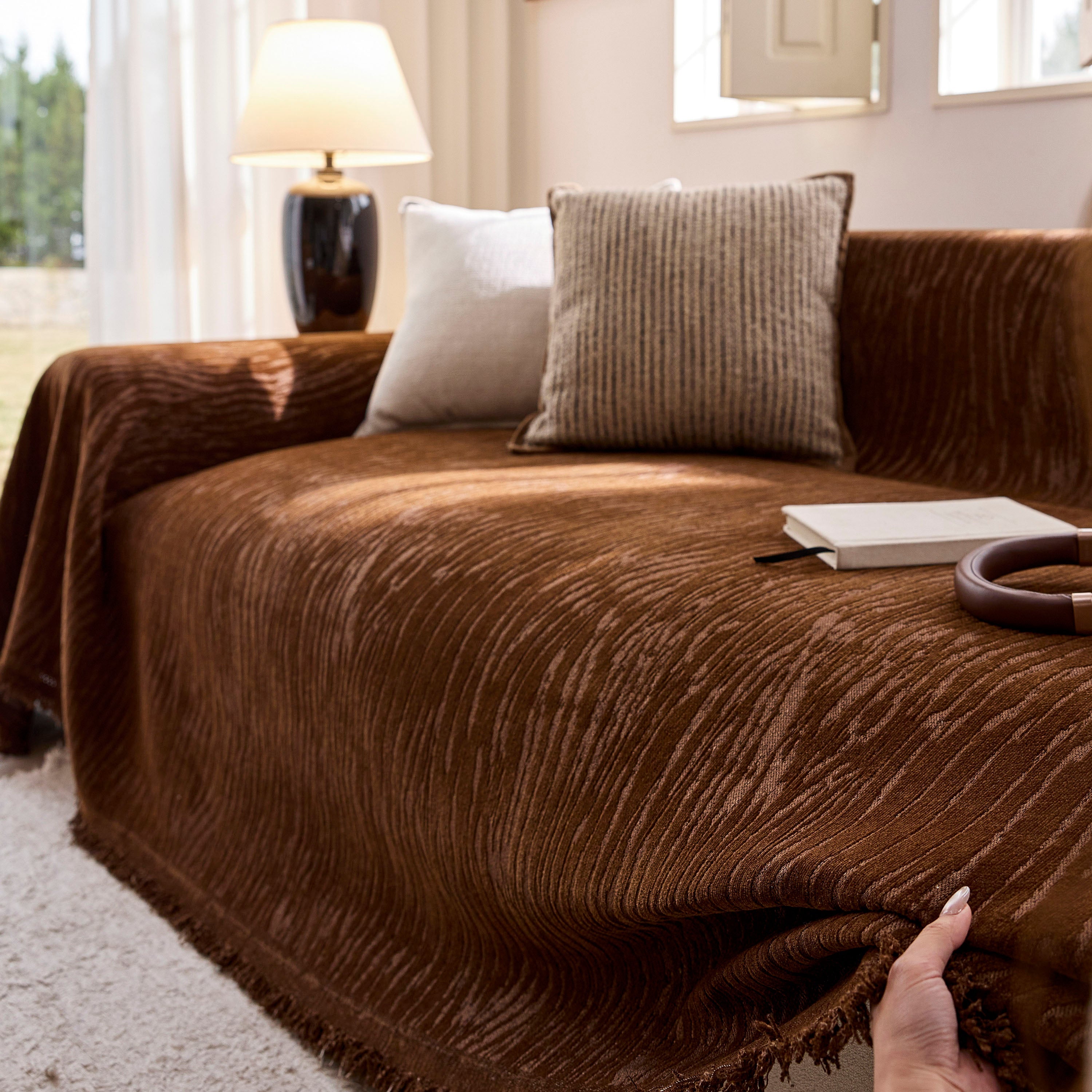 Chenille Sofa Cover Throw Couch Cover Blanket, Soft Slipcover Alternative For Pets