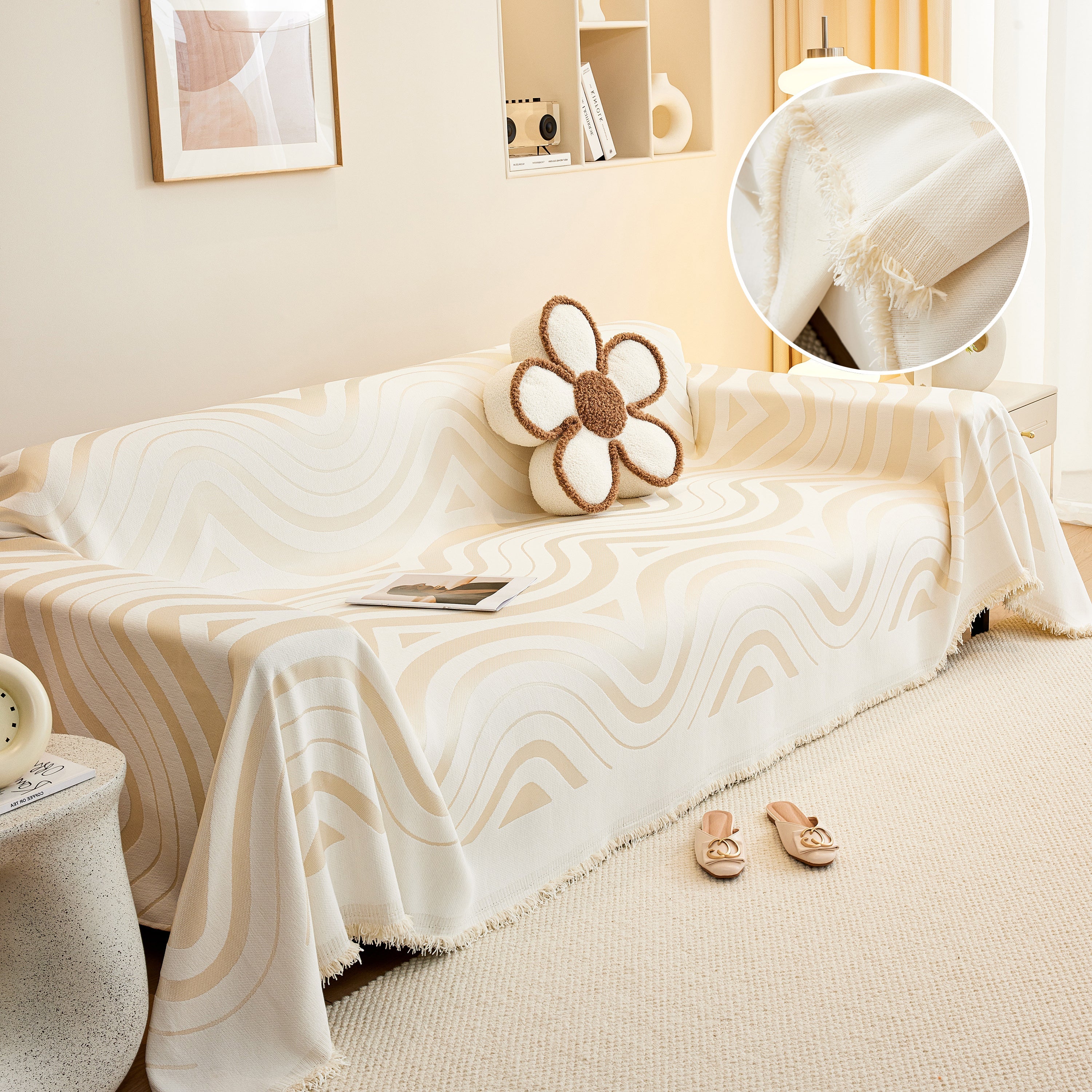 Fashion Chenille Couch Cover Blanket, Couch Non Slip Covers For Sectionals, Pet Friendly Couch Covers