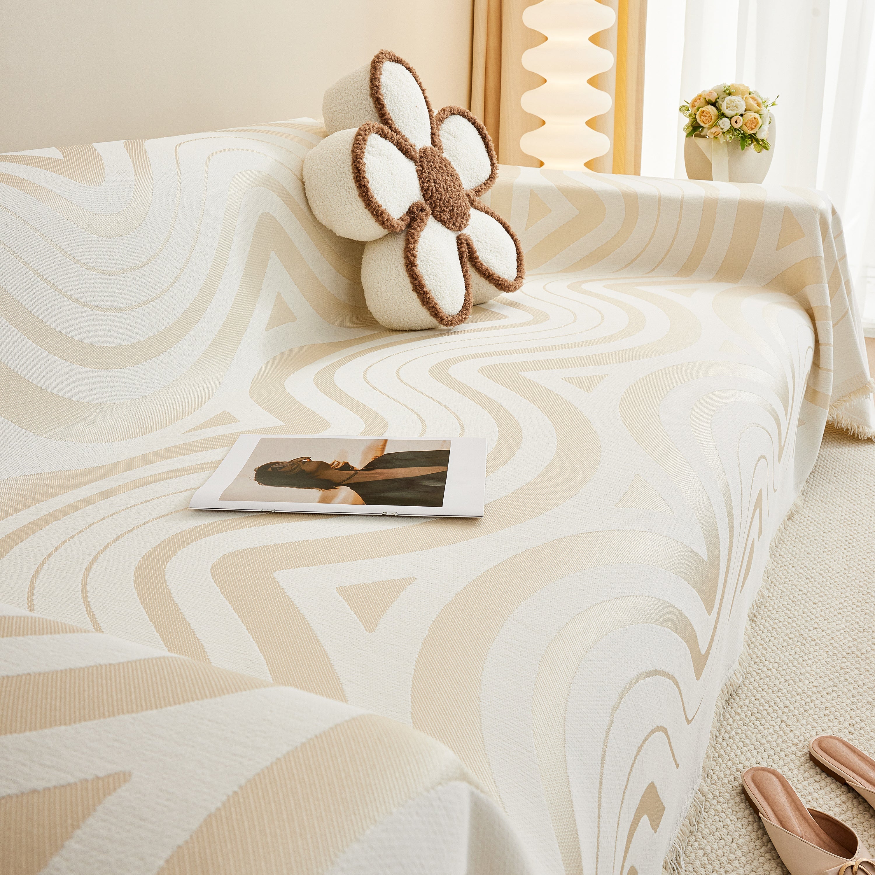 Fashion Chenille Couch Cover Blanket, Couch Non Slip Covers For Sectionals, Pet Friendly Couch Covers