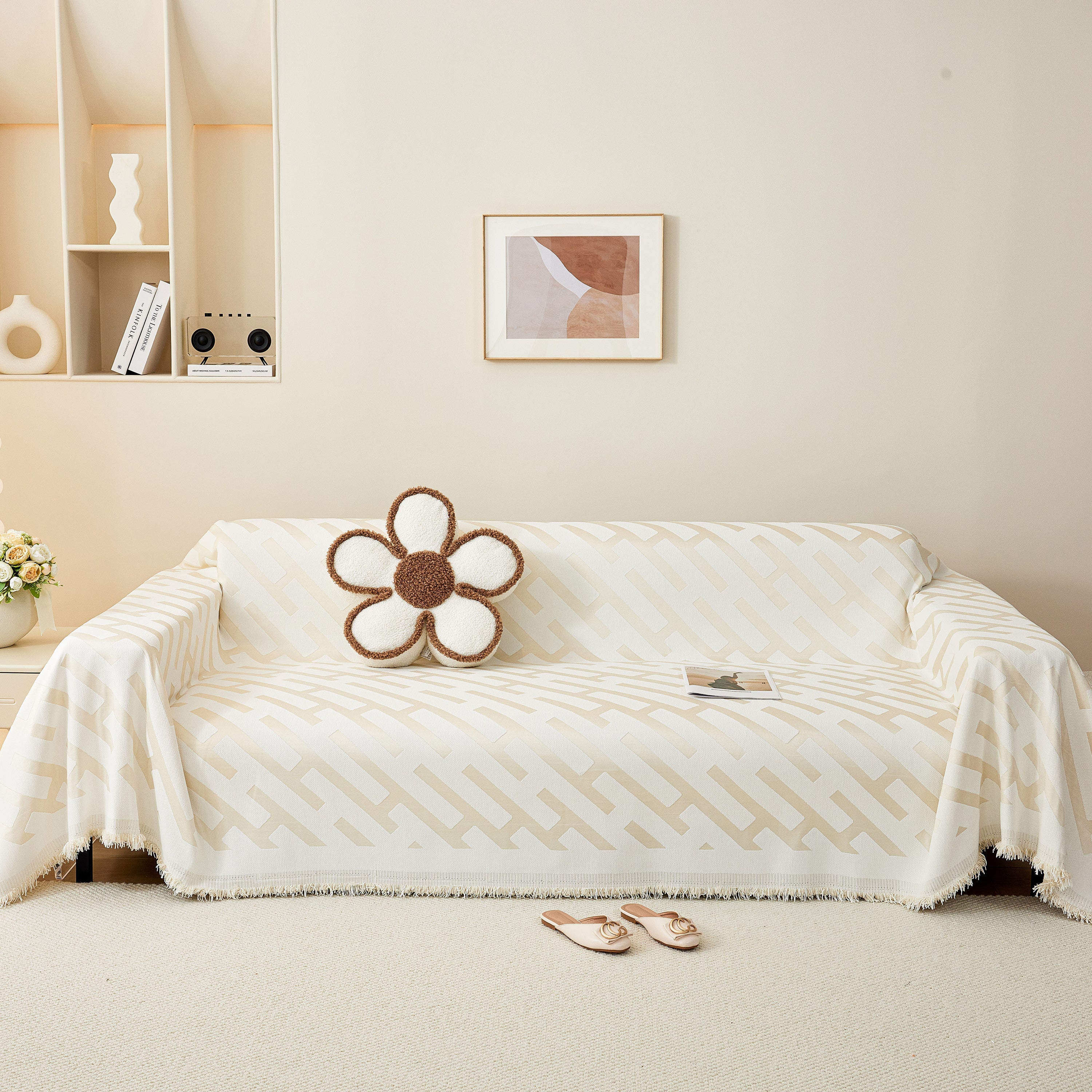 Fashion Chenille Couch Cover Blanket, Couch Non Slip Covers For Sectionals, Pet Friendly Couch Covers