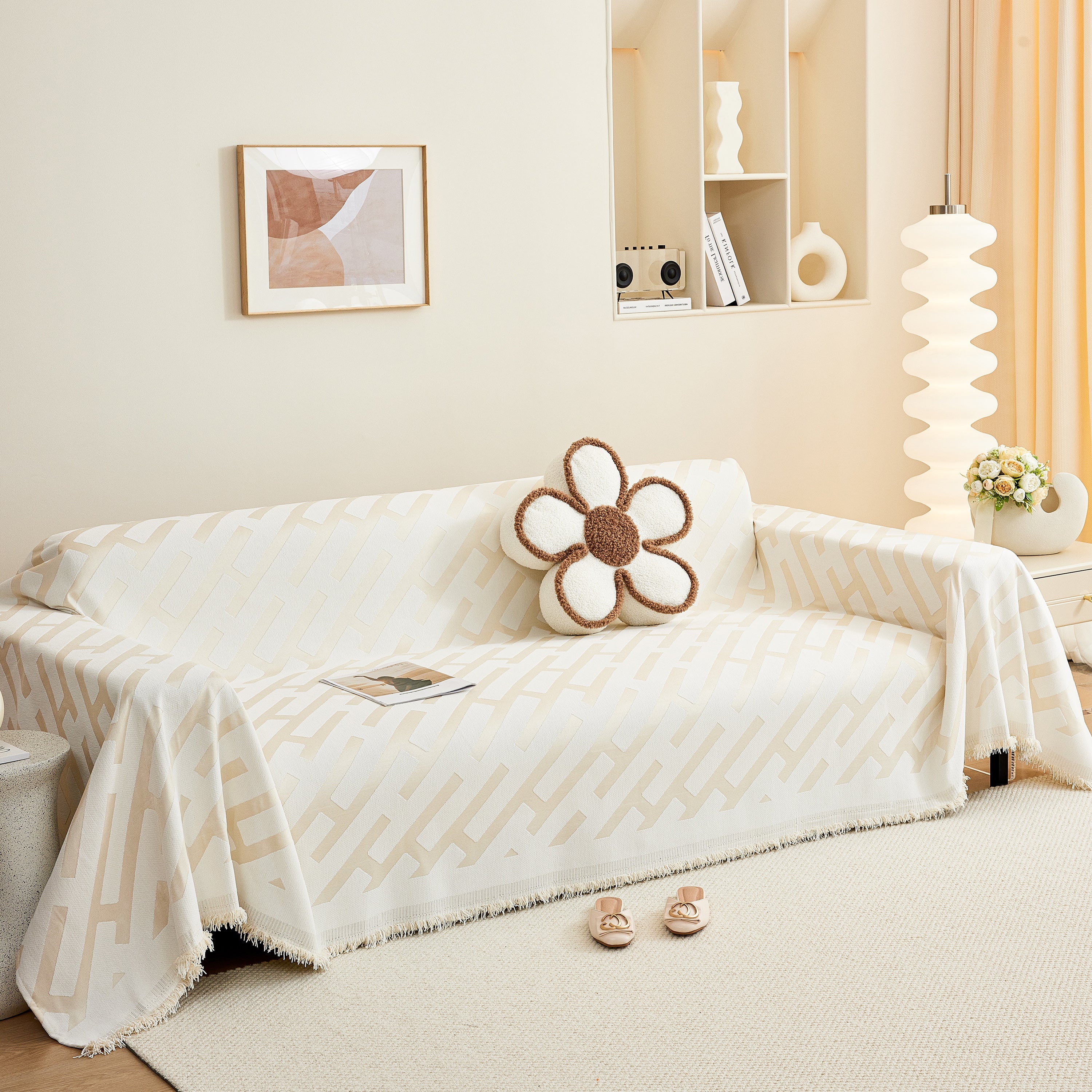 Fashion Chenille Couch Cover Blanket, Couch Non Slip Covers For Sectionals, Pet Friendly Couch Covers