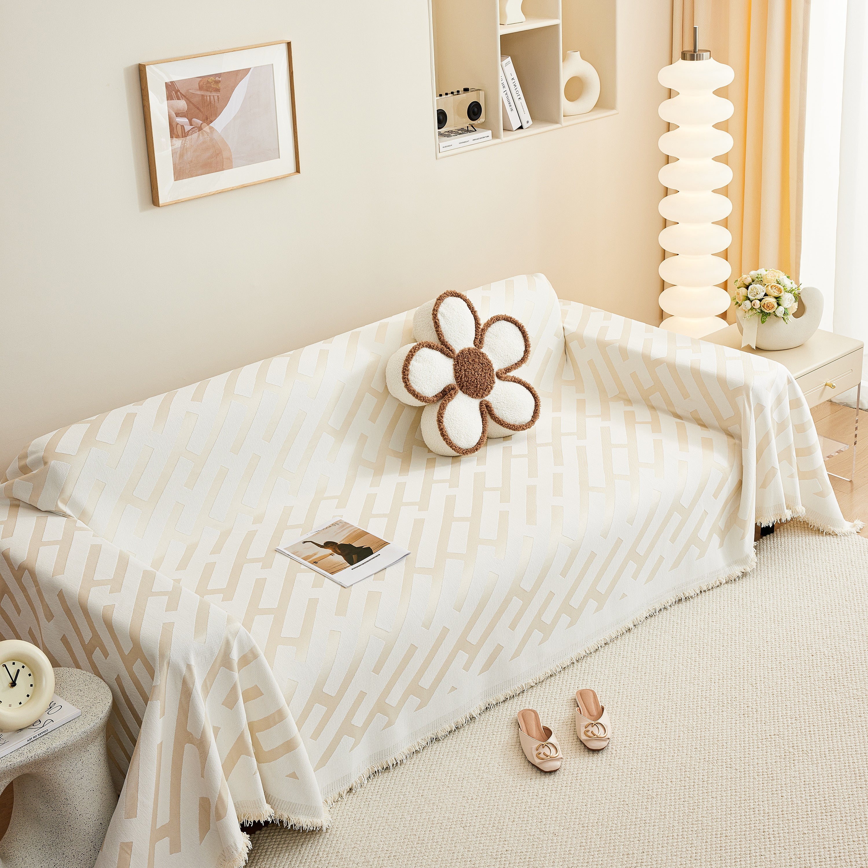 Fashion Chenille Couch Cover Blanket, Couch Non Slip Covers For Sectionals, Pet Friendly Couch Covers