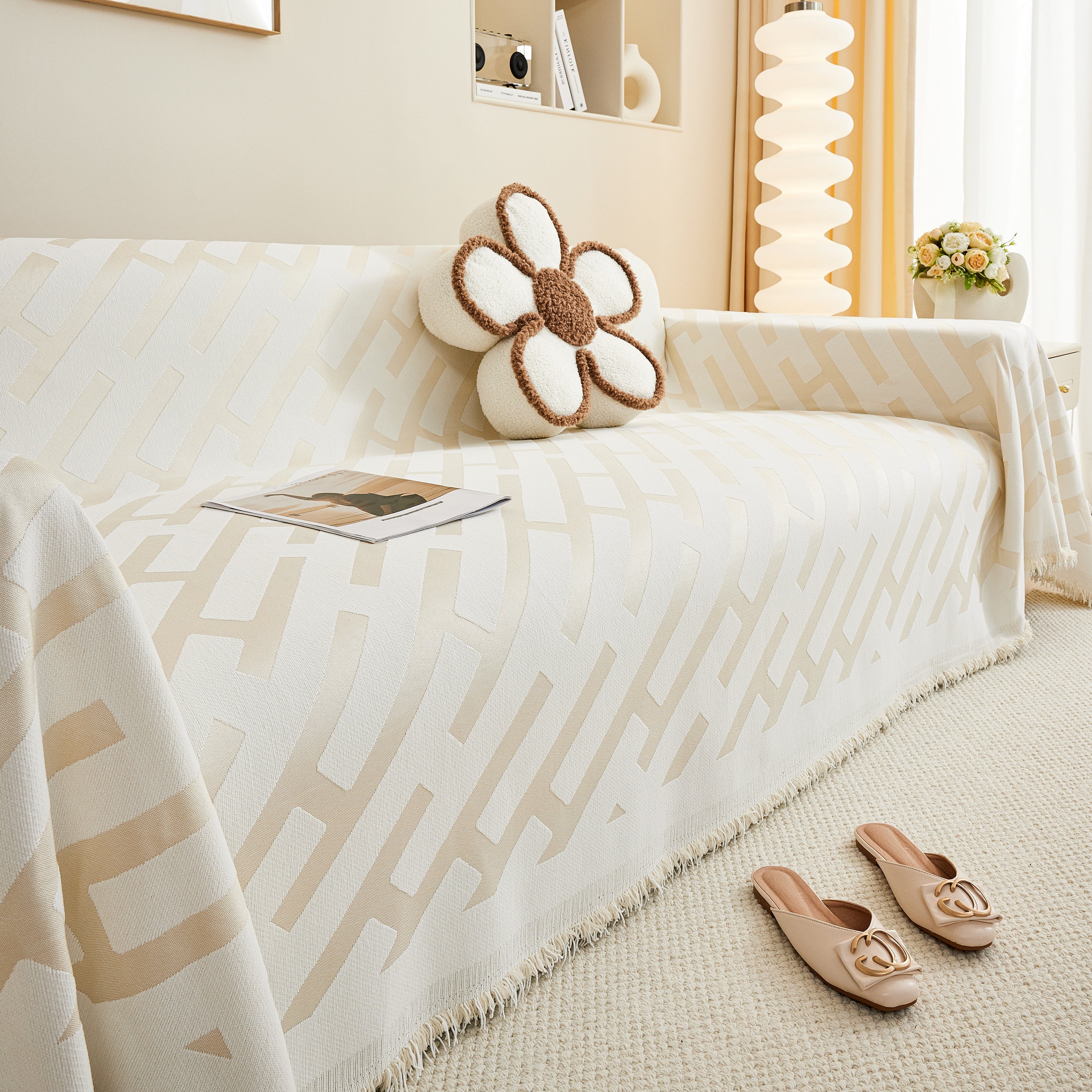 Fashion Chenille Couch Cover Blanket, Couch Non Slip Covers For Sectionals, Pet Friendly Couch Covers