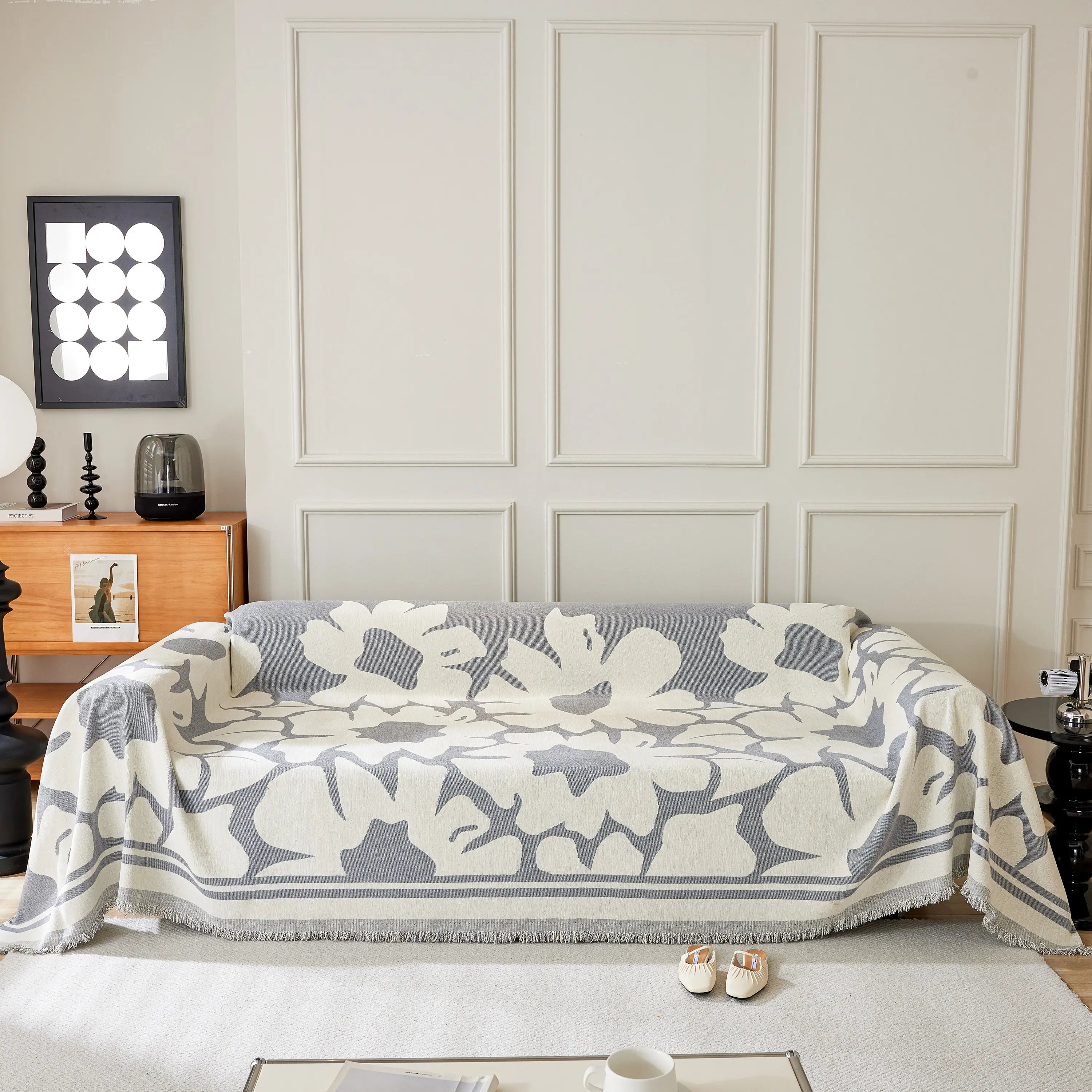 Chenille Floral Soft Thick Reversible Blanket Covers For Couch, Couch Protector Blanket Cover Sofa