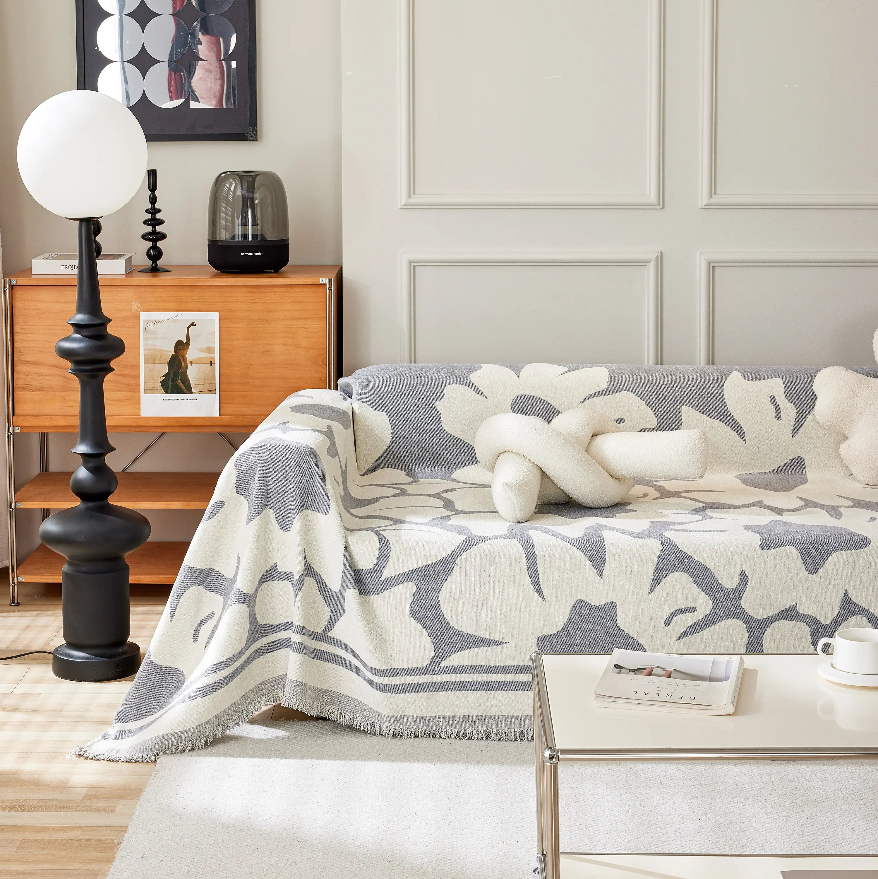 Chenille Floral Soft Thick Reversible Blanket Covers For Couch, Couch Protector Blanket Cover Sofa
