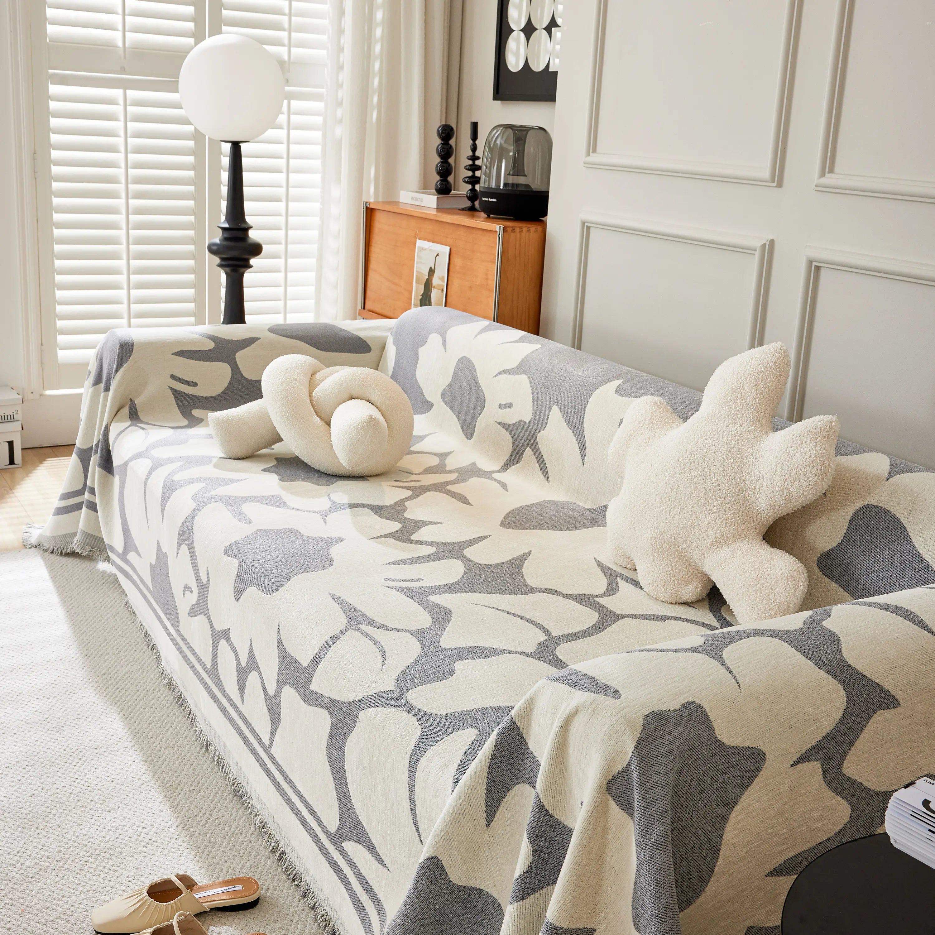 Chenille Floral Soft Thick Reversible Blanket Covers For Couch, Couch Protector Blanket Cover Sofa