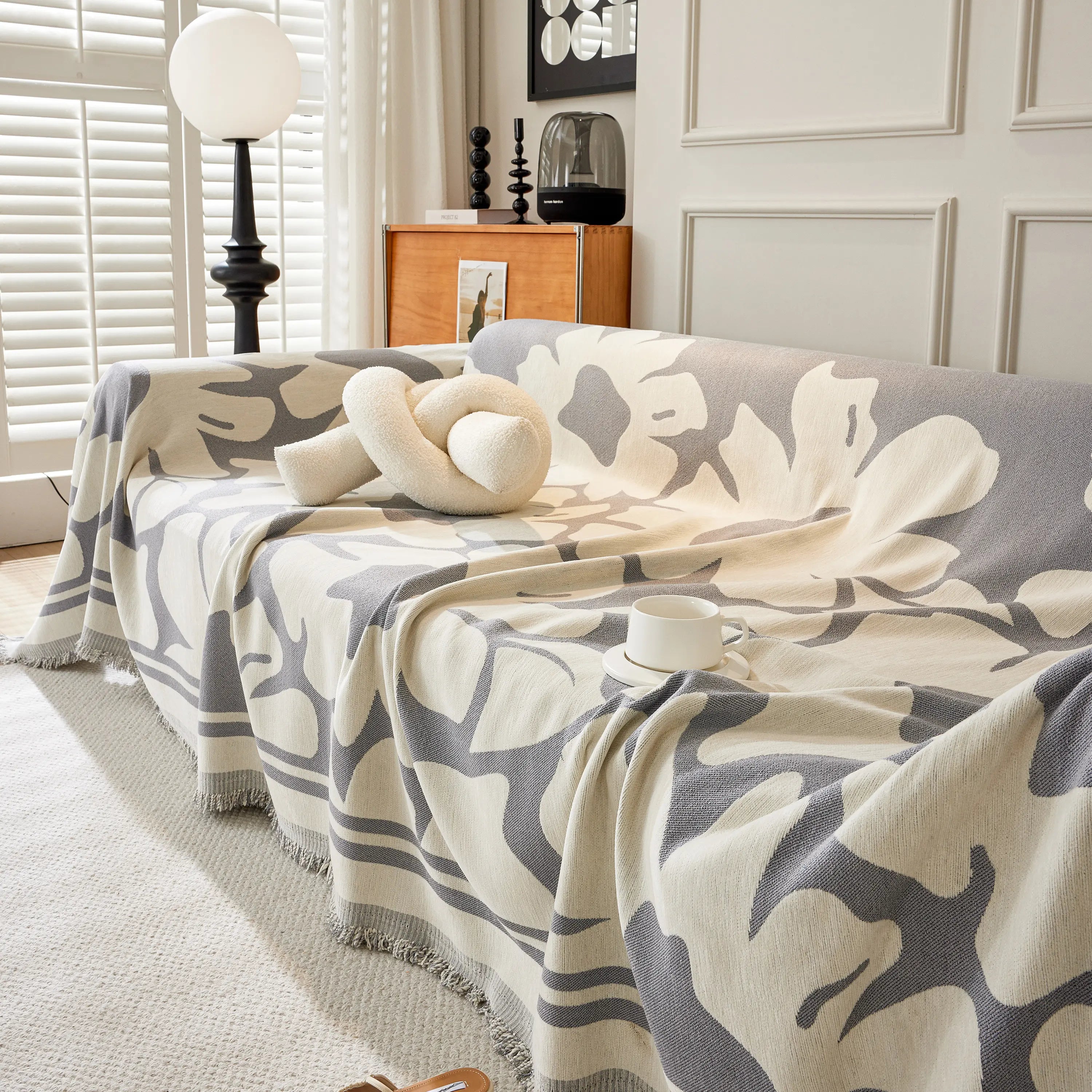 Chenille Floral Soft Thick Reversible Blanket Covers For Couch, Couch Protector Blanket Cover Sofa