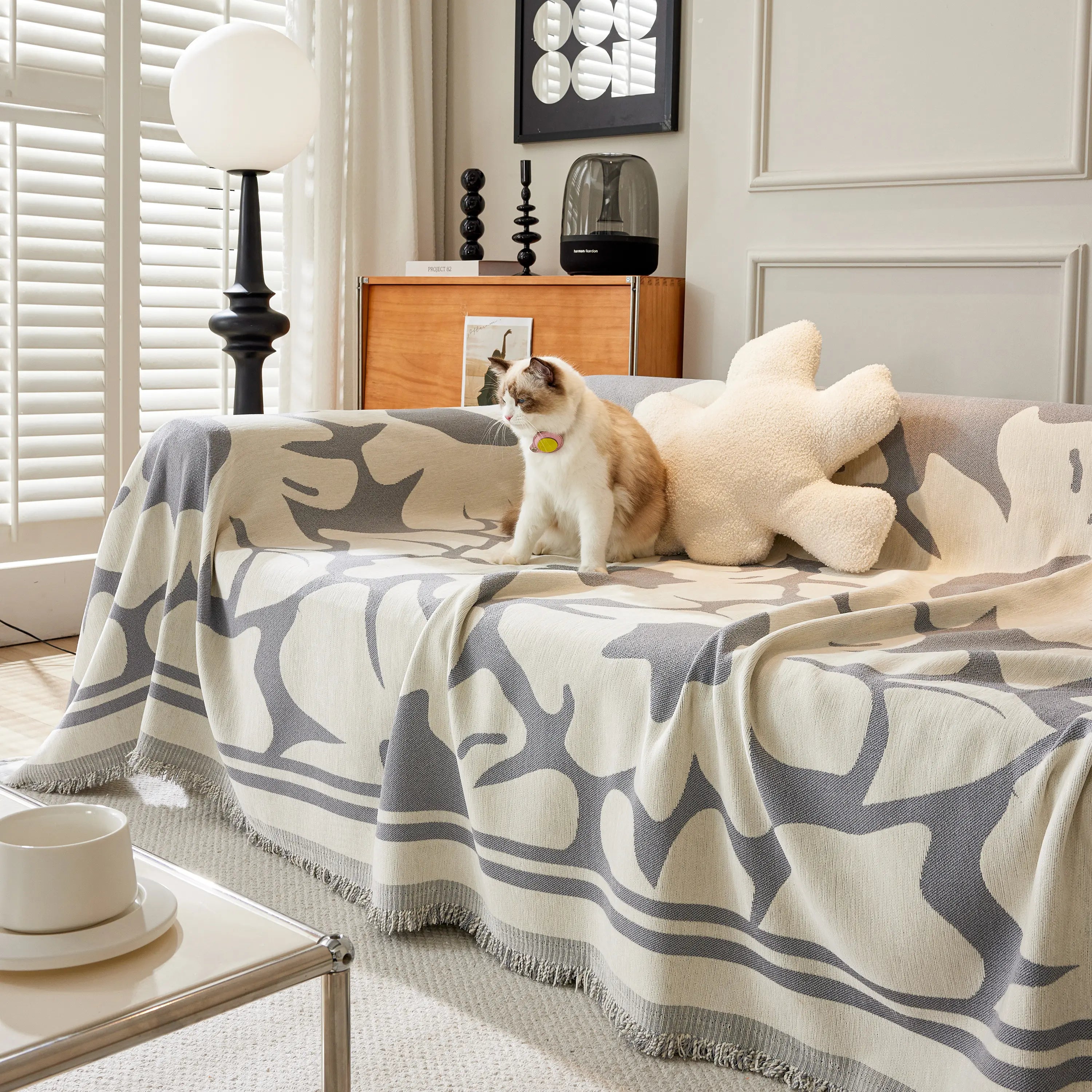 Chenille Floral Soft Thick Reversible Blanket Covers For Couch, Couch Protector Blanket Cover Sofa