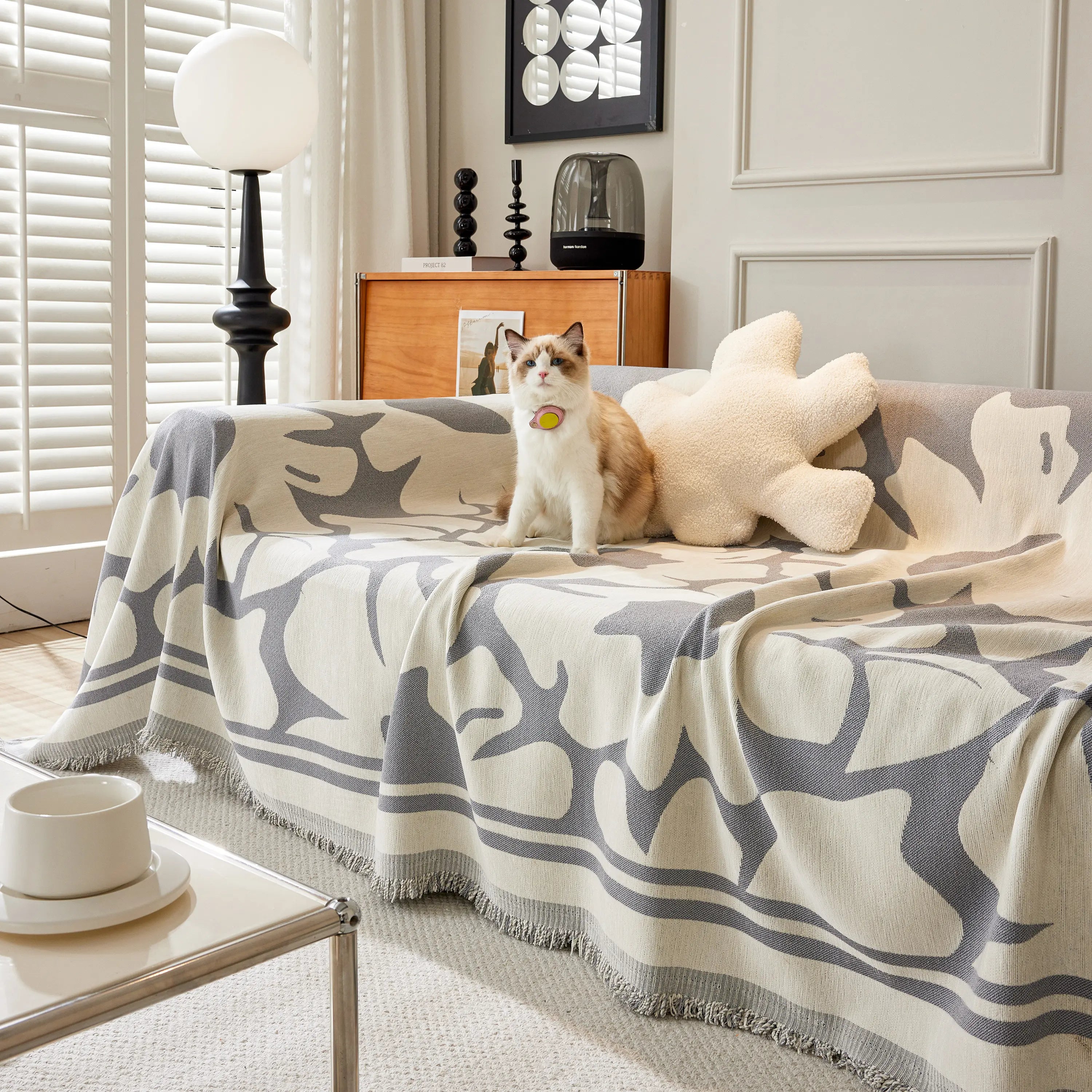 Chenille Floral Soft Thick Reversible Blanket Covers For Couch, Couch Protector Blanket Cover Sofa
