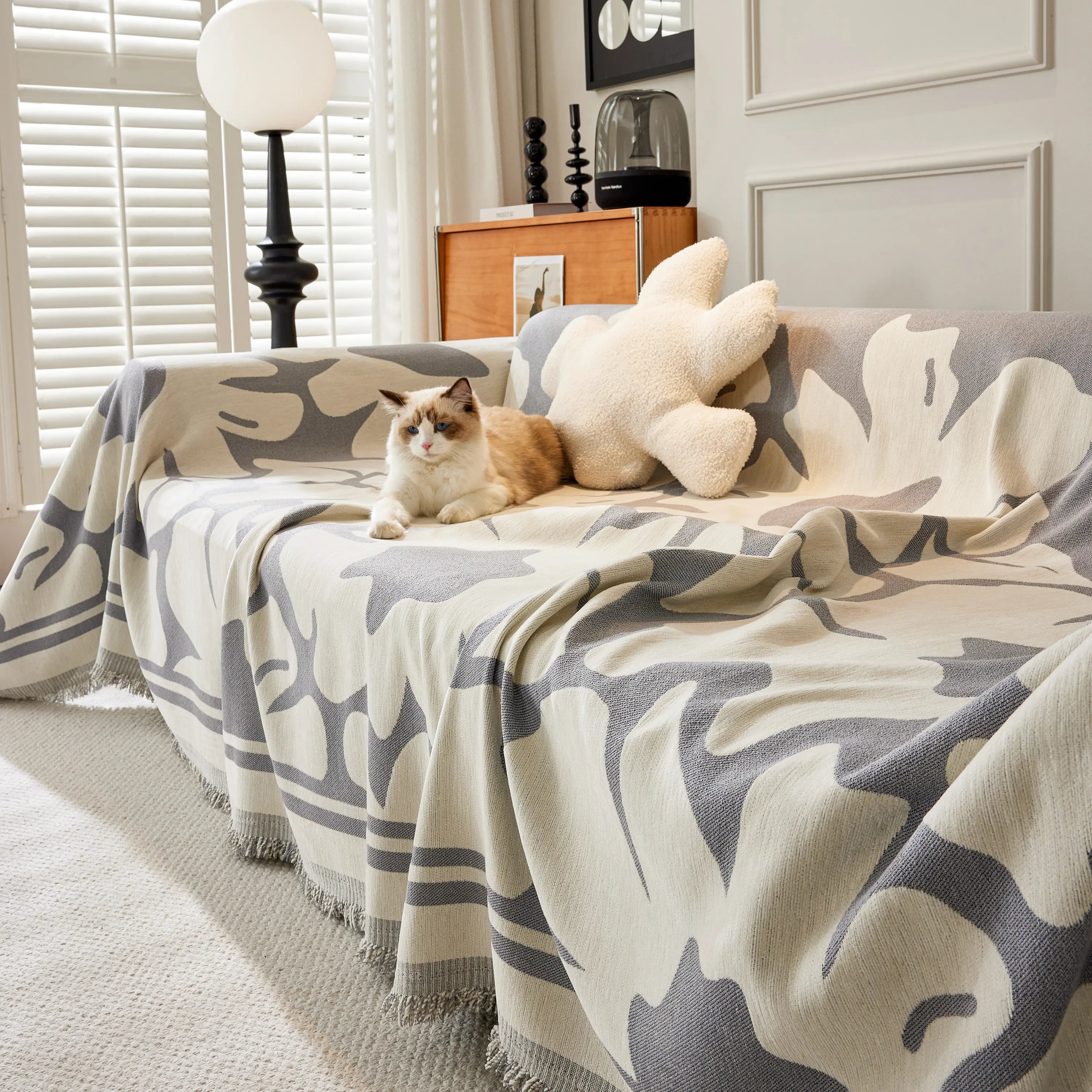 Chenille Floral Soft Thick Reversible Blanket Covers For Couch, Couch Protector Blanket Cover Sofa