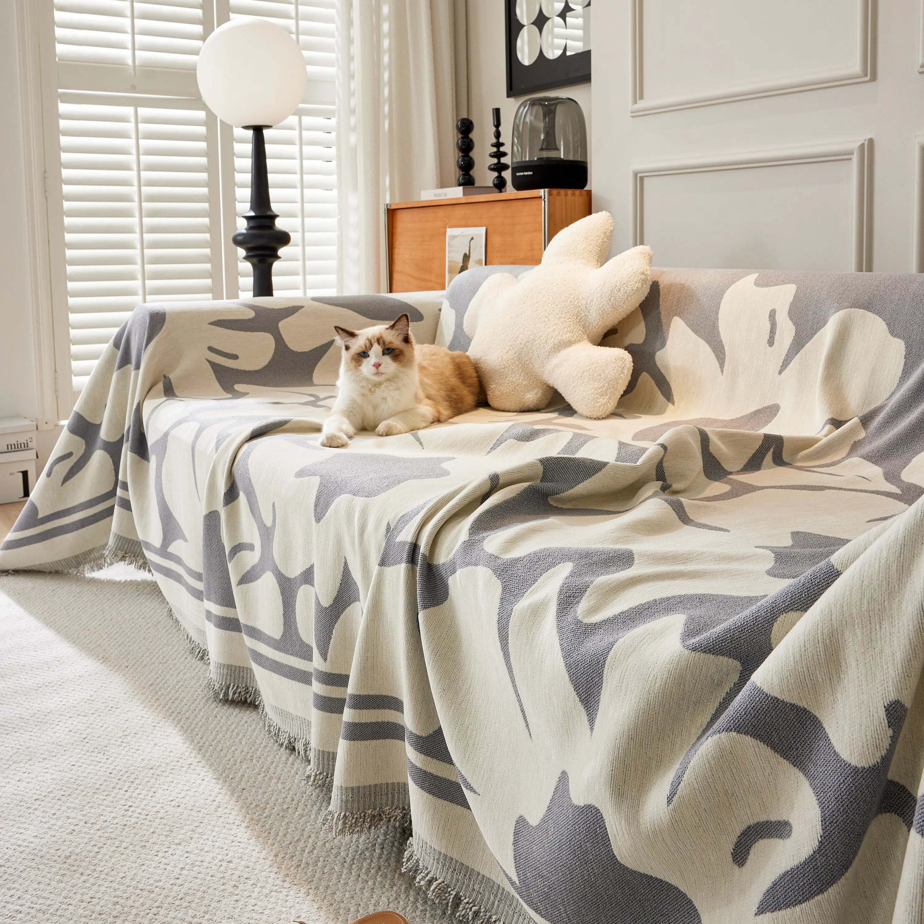Chenille Floral Soft Thick Reversible Blanket Covers For Couch, Couch Protector Blanket Cover Sofa
