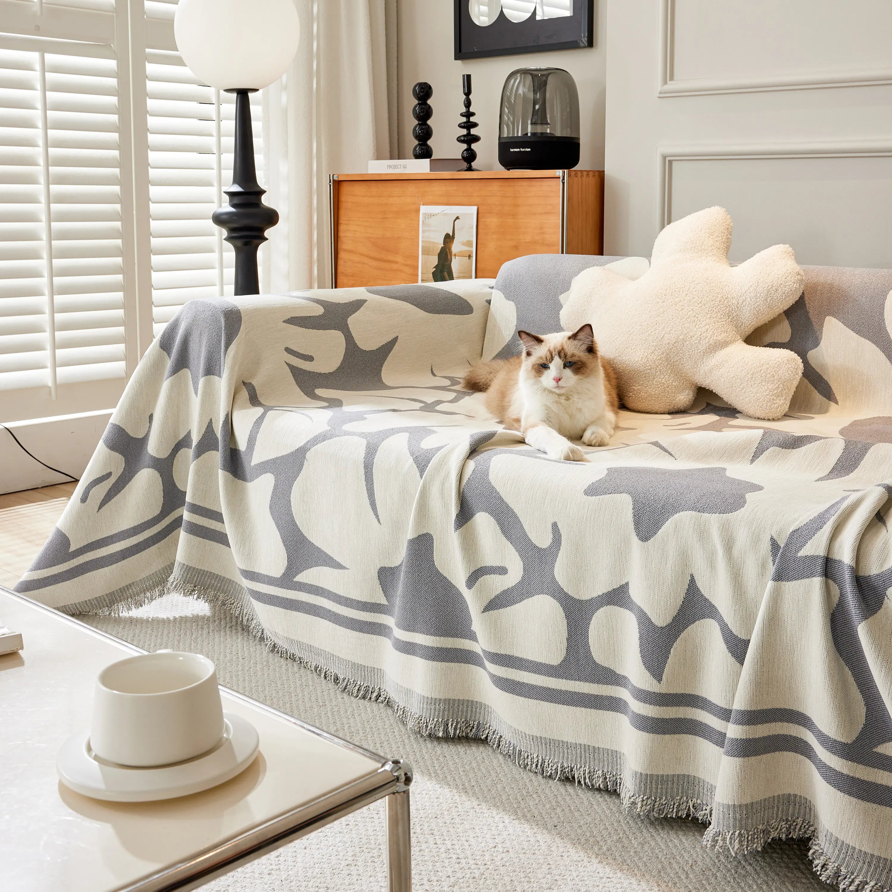 Chenille Floral Soft Thick Reversible Blanket Covers For Couch, Couch Protector Blanket Cover Sofa