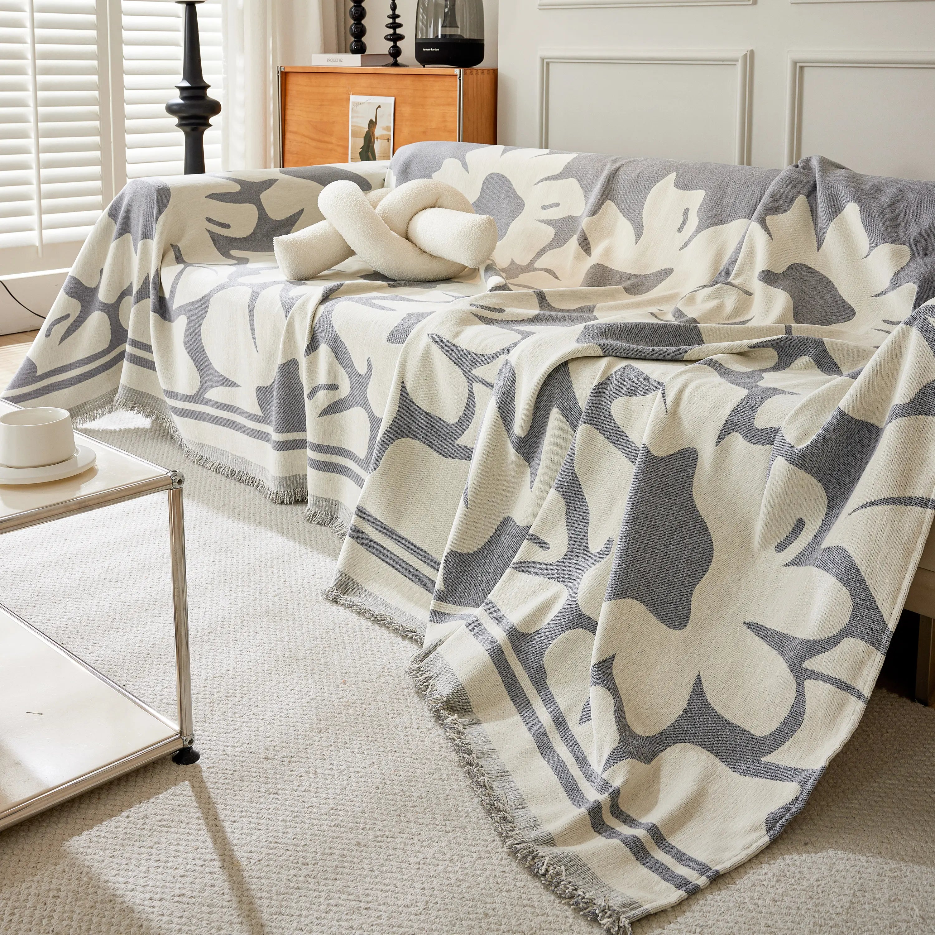 Chenille Floral Soft Thick Reversible Blanket Covers For Couch, Couch Protector Blanket Cover Sofa