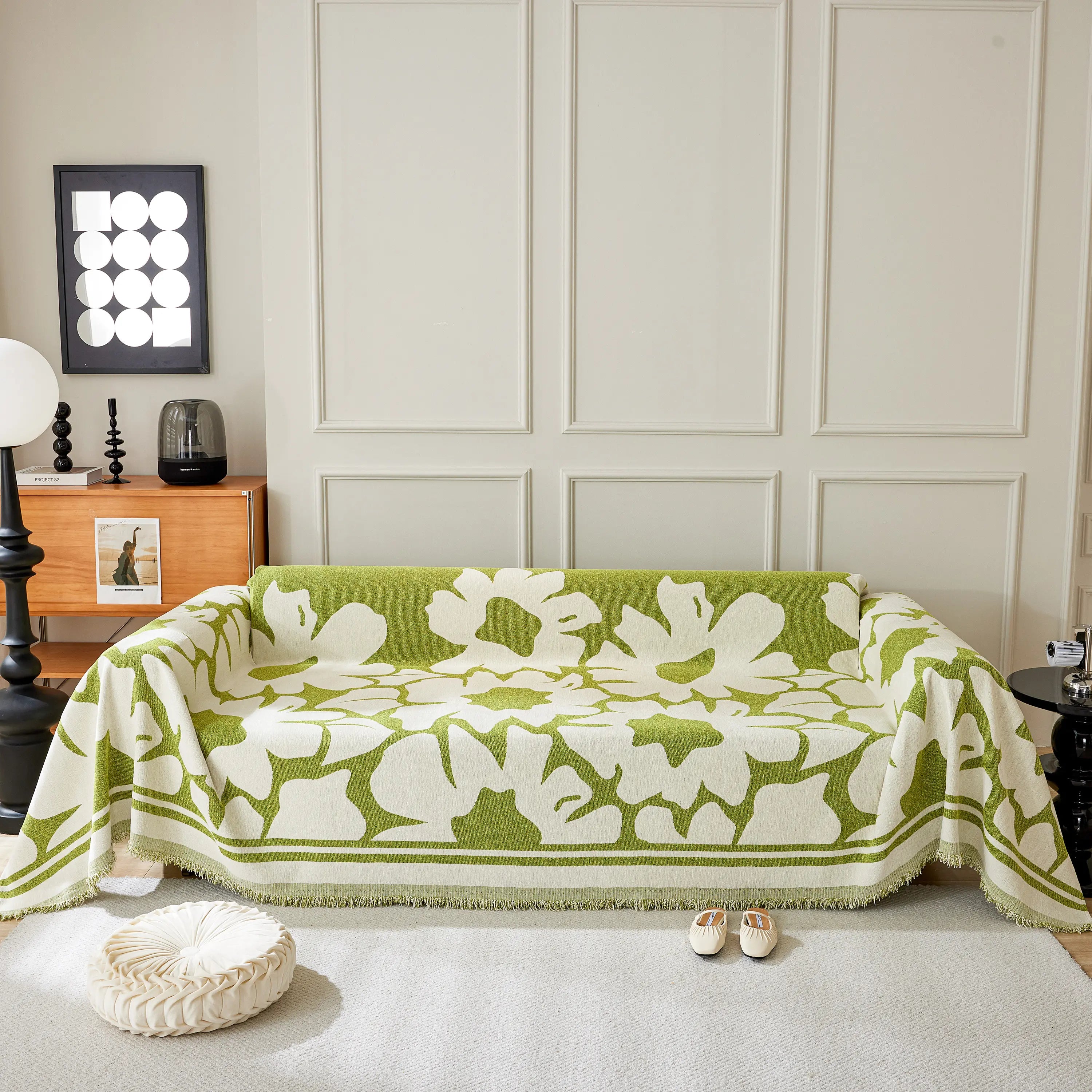Chenille Floral Soft Thick Reversible Blanket Covers For Couch, Couch Protector Blanket Cover Sofa