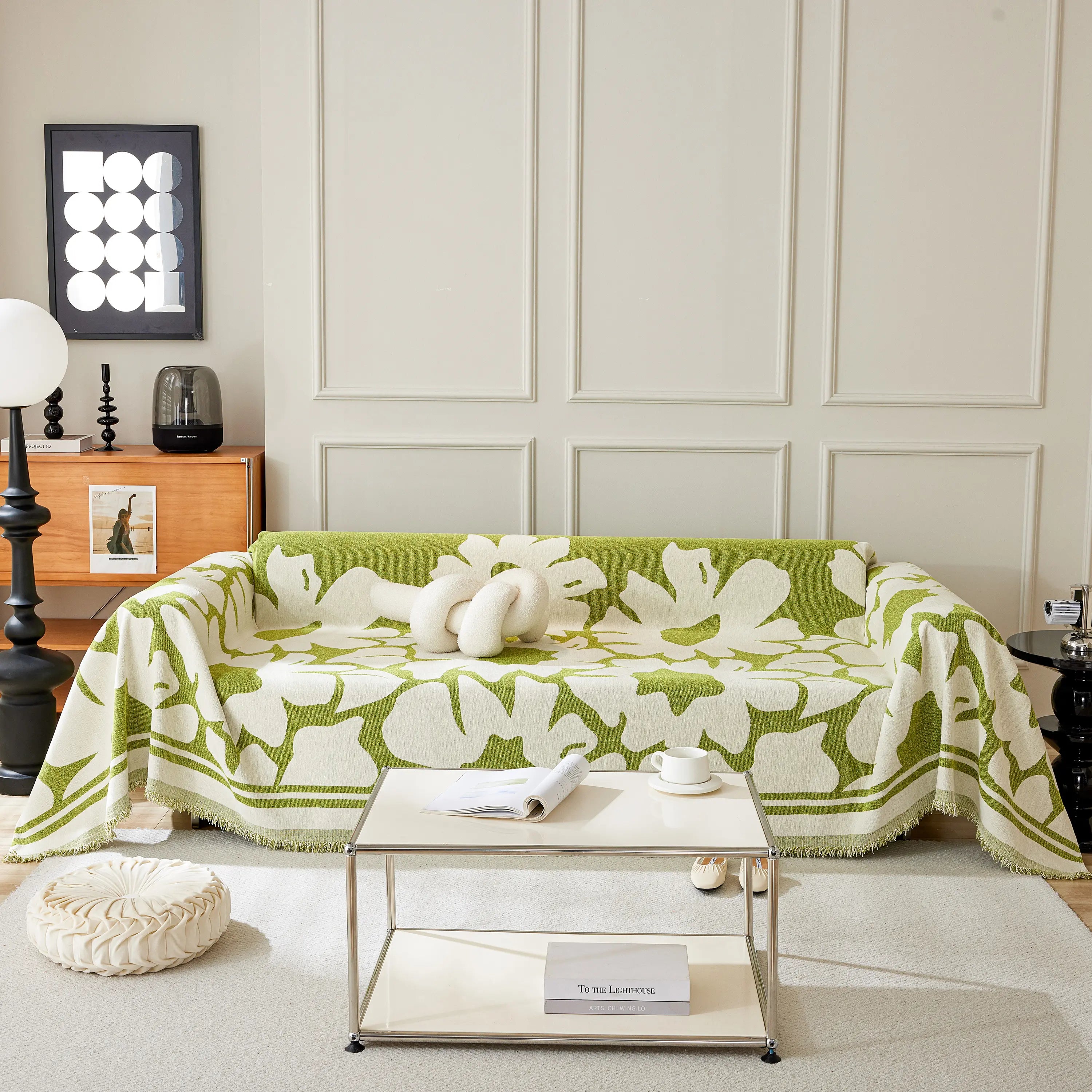 Chenille Floral Soft Thick Reversible Blanket Covers For Couch, Couch Protector Blanket Cover Sofa