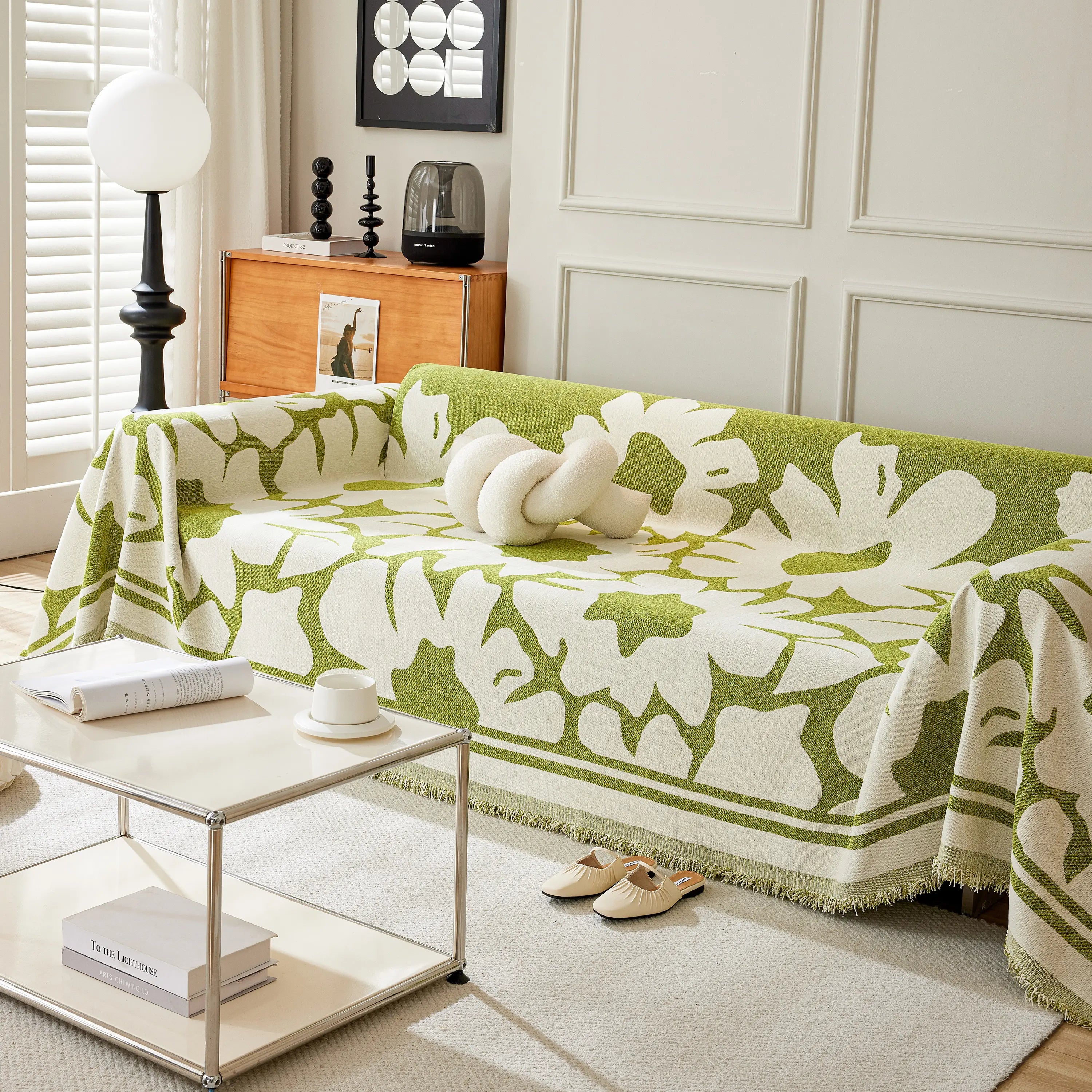 Chenille Floral Soft Thick Reversible Blanket Covers For Couch, Couch Protector Blanket Cover Sofa