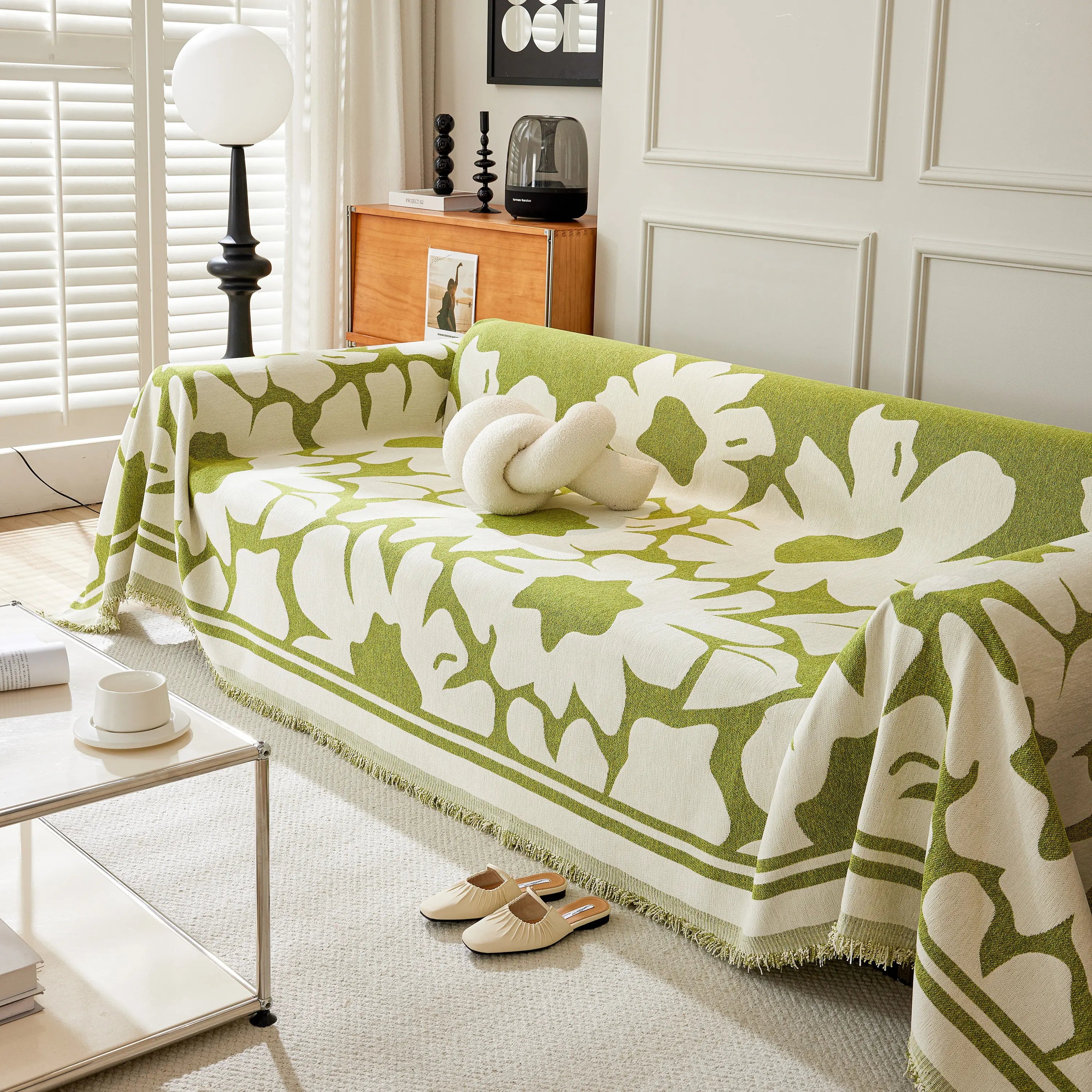 Chenille Floral Soft Thick Reversible Blanket Covers For Couch, Couch Protector Blanket Cover Sofa