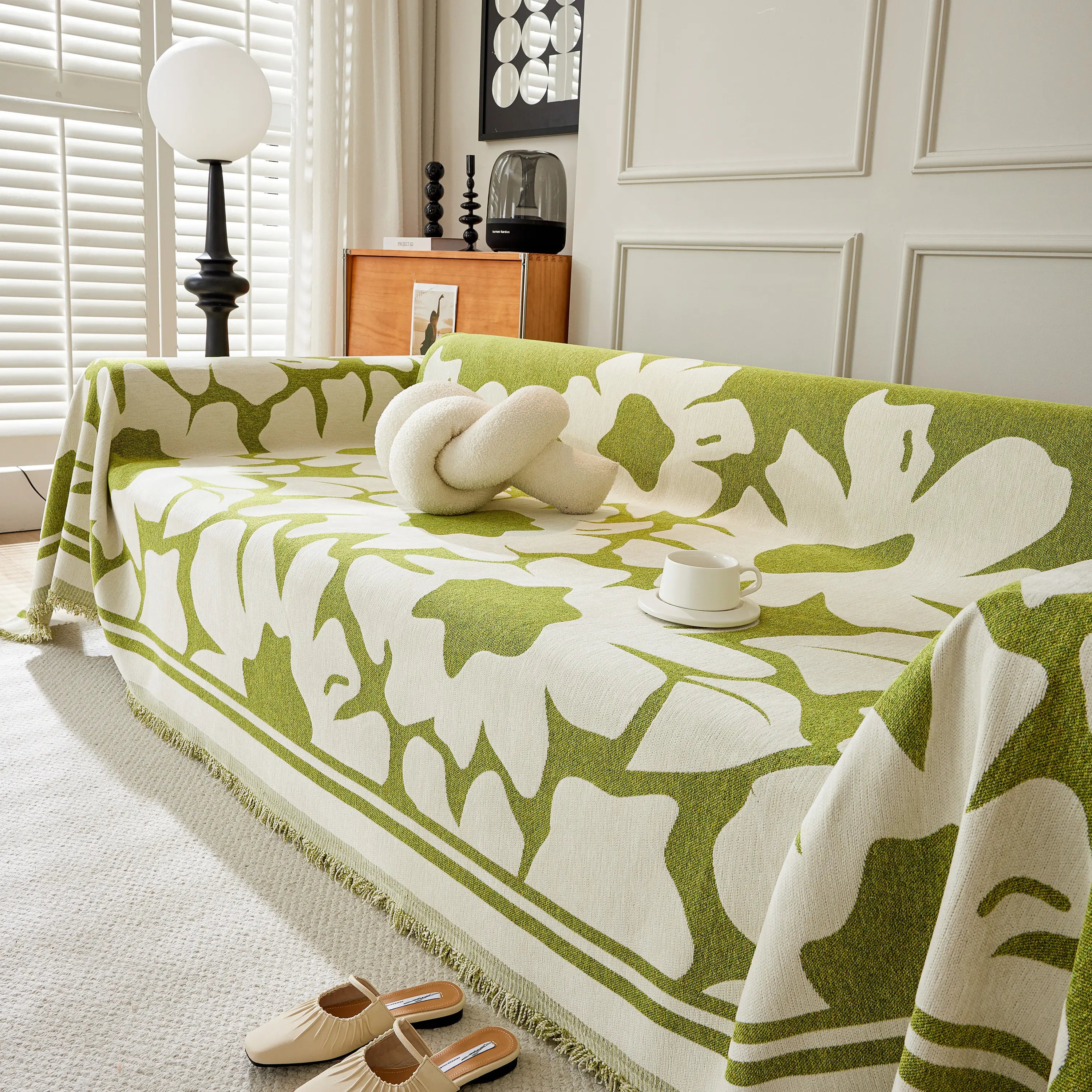 Chenille Floral Soft Thick Reversible Blanket Covers For Couch, Couch Protector Blanket Cover Sofa