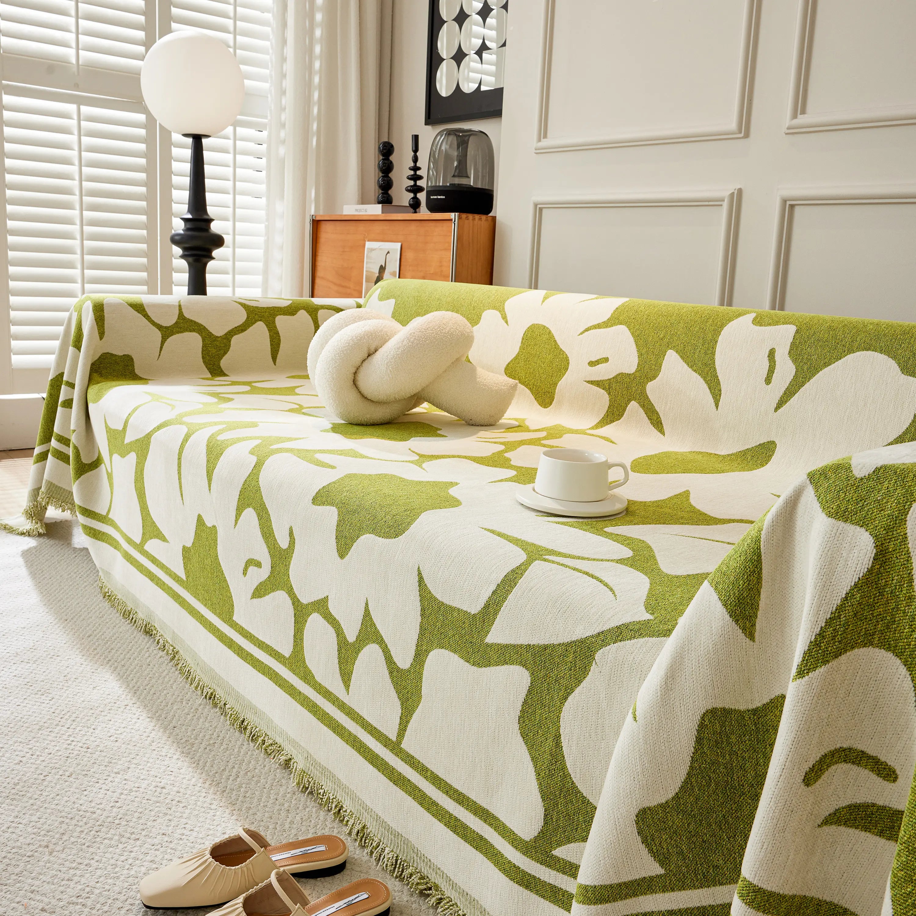 Chenille Floral Soft Thick Reversible Blanket Covers For Couch, Couch Protector Blanket Cover Sofa