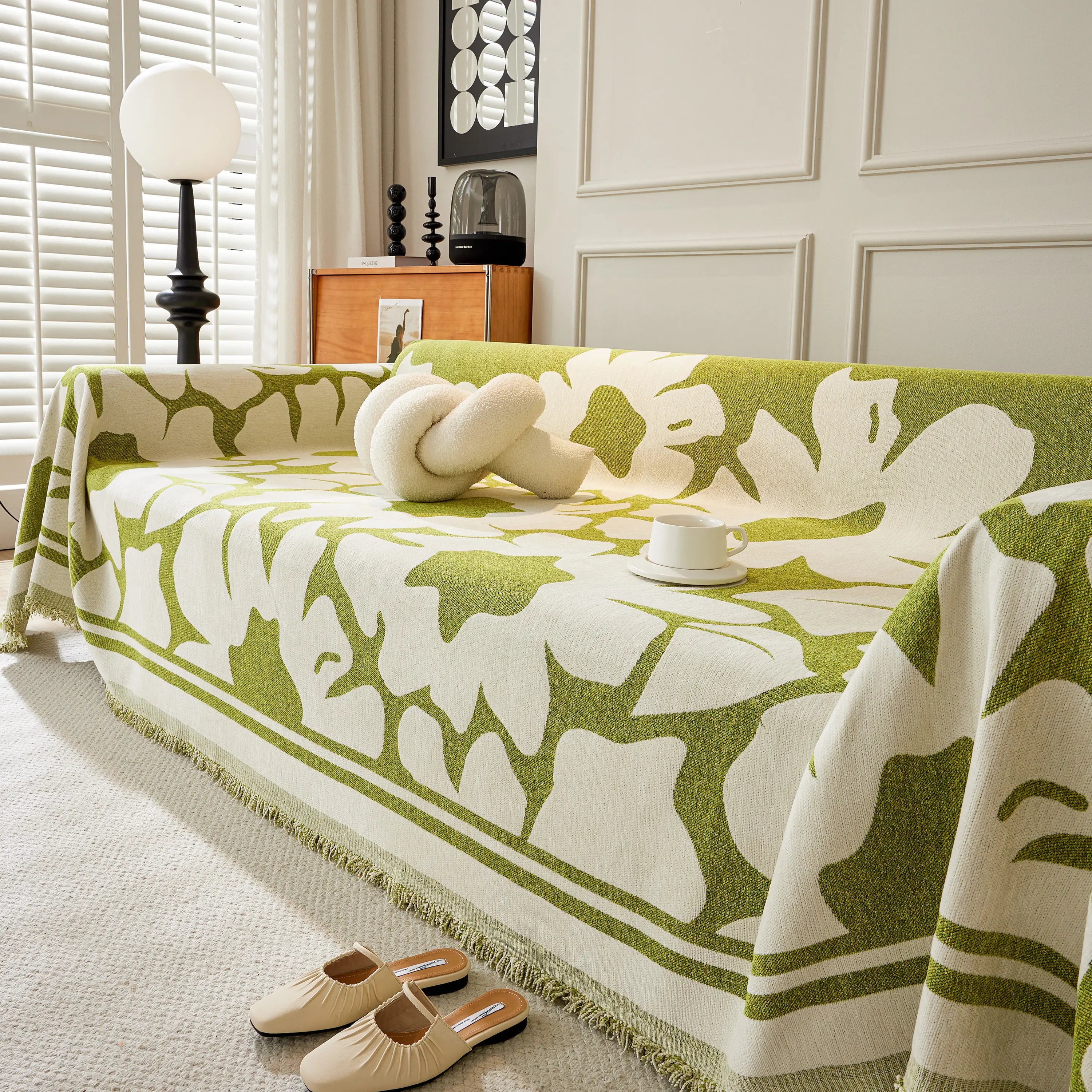 Chenille Floral Soft Thick Reversible Blanket Covers For Couch, Couch Protector Blanket Cover Sofa