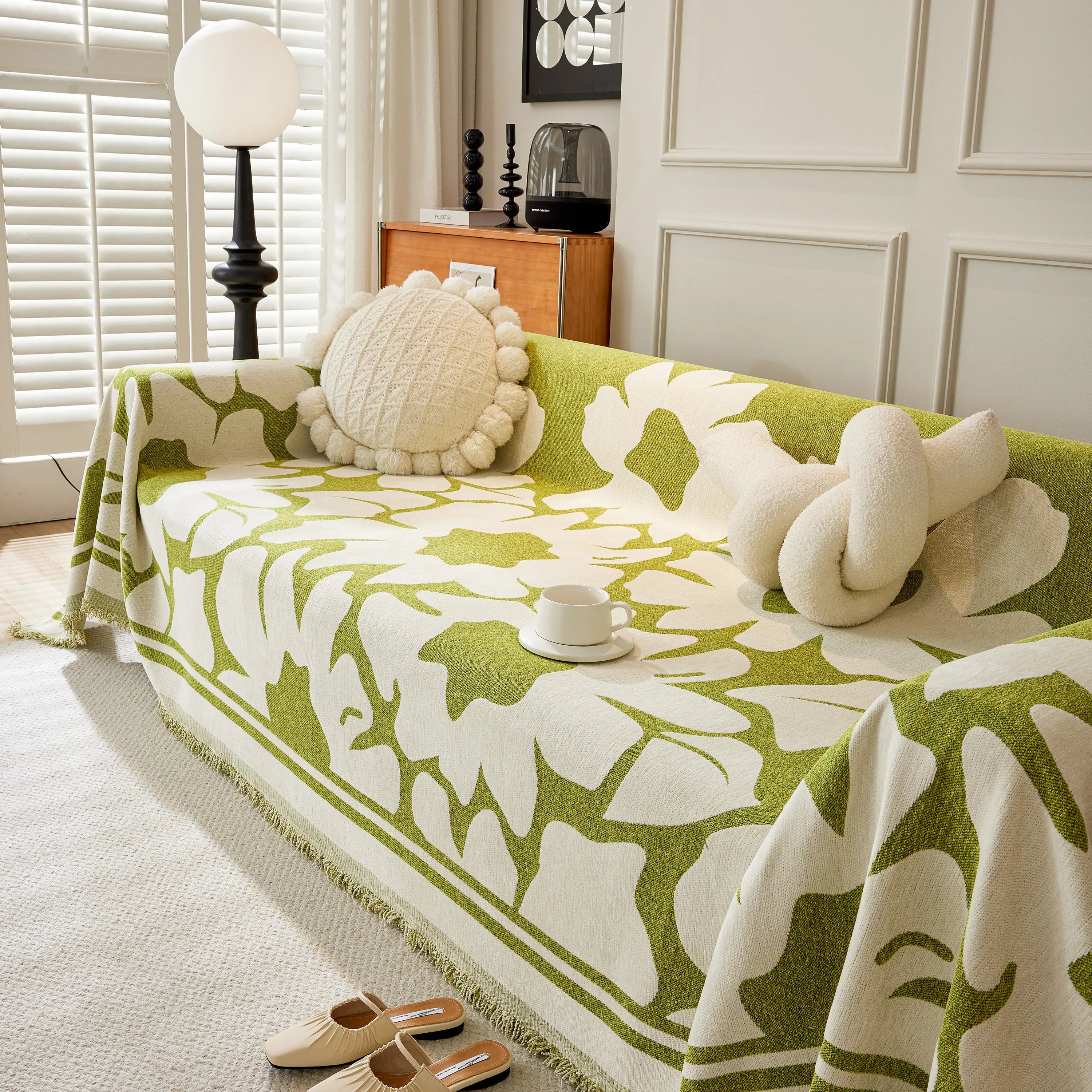 Chenille Floral Soft Thick Reversible Blanket Covers For Couch, Couch Protector Blanket Cover Sofa