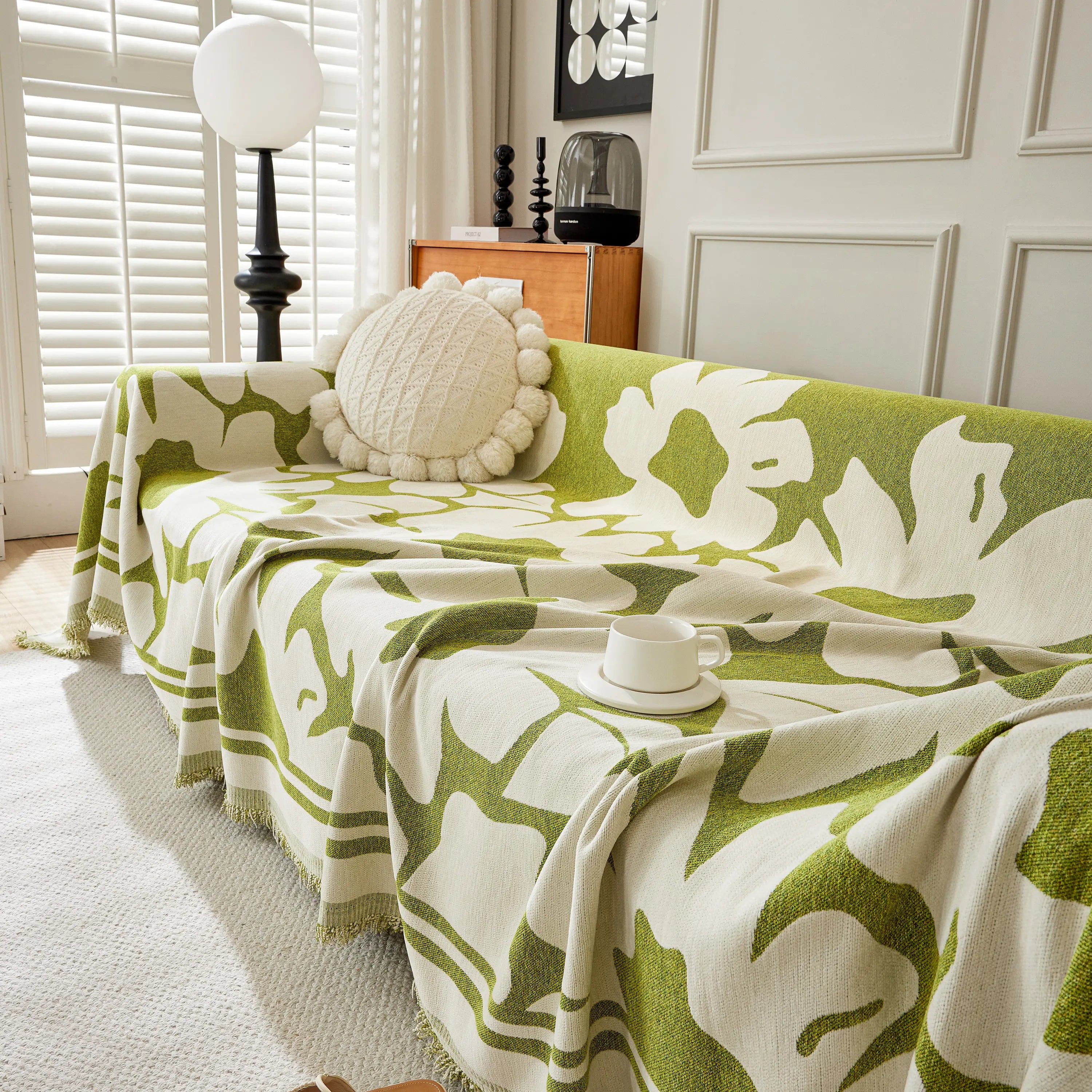 Chenille Floral Soft Thick Reversible Blanket Covers For Couch, Couch Protector Blanket Cover Sofa