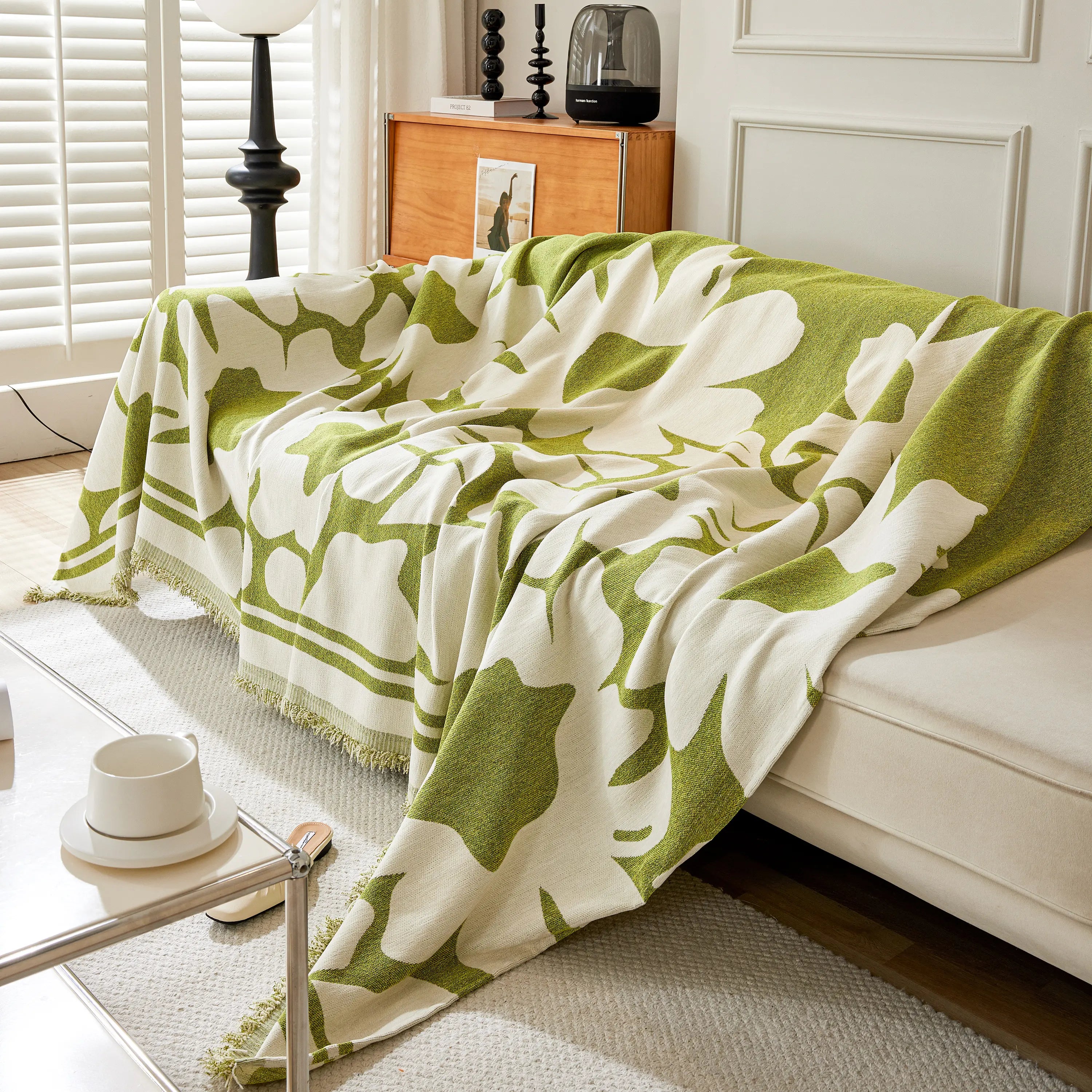 Chenille Floral Soft Thick Reversible Blanket Covers For Couch, Couch Protector Blanket Cover Sofa