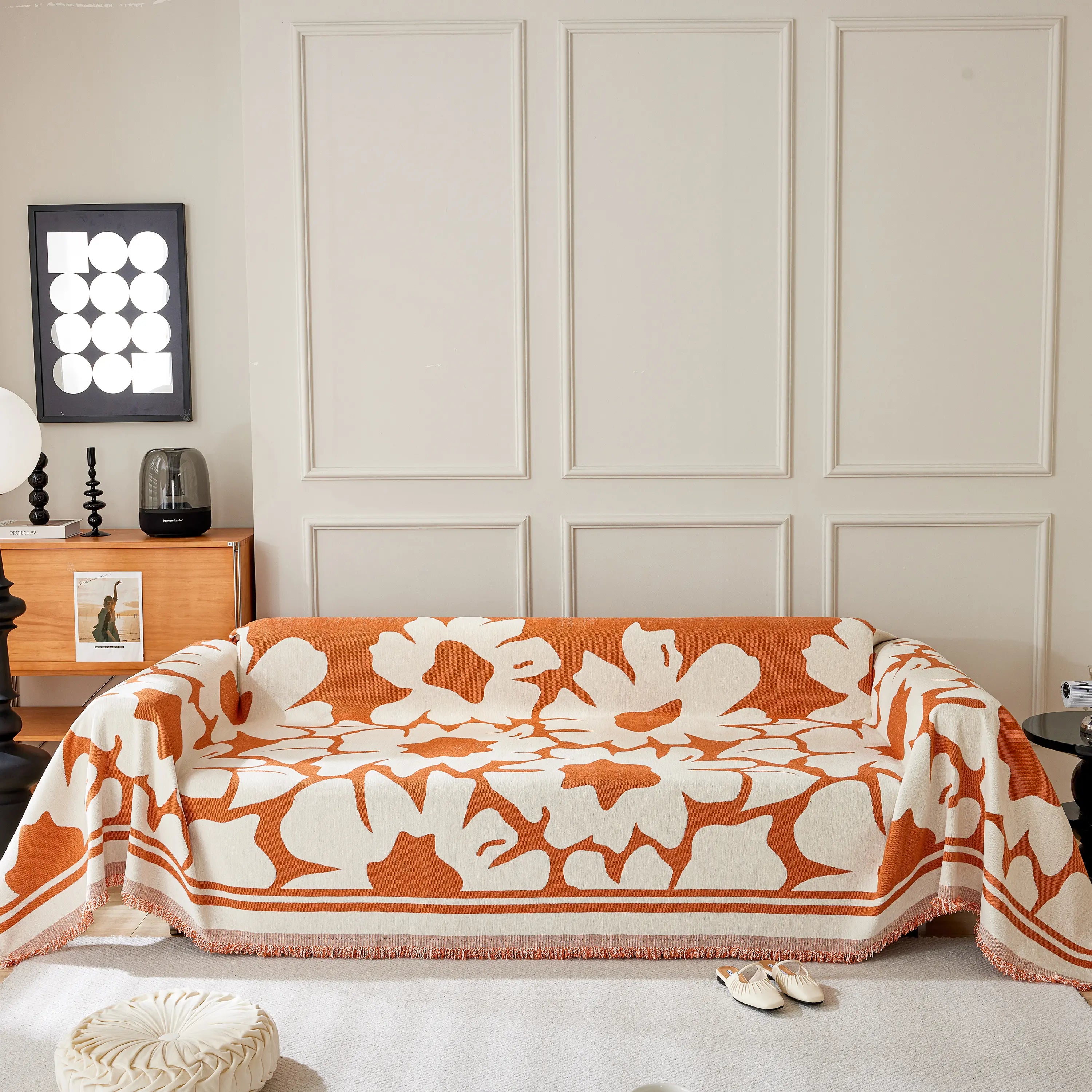 Chenille Floral Soft Thick Reversible Blanket Covers For Couch, Couch Protector Blanket Cover Sofa