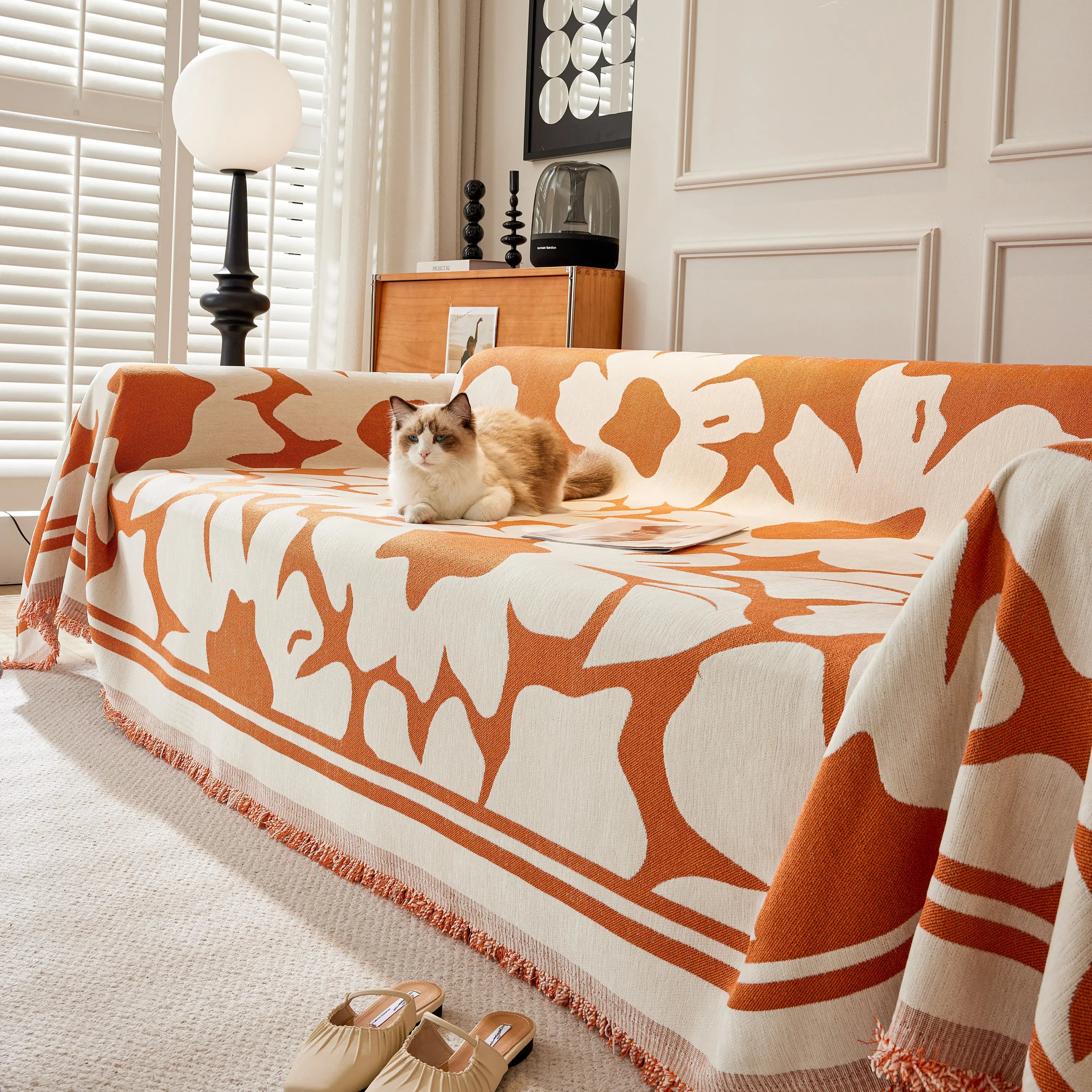 Chenille Floral Soft Thick Reversible Blanket Covers For Couch, Couch Protector Blanket Cover Sofa