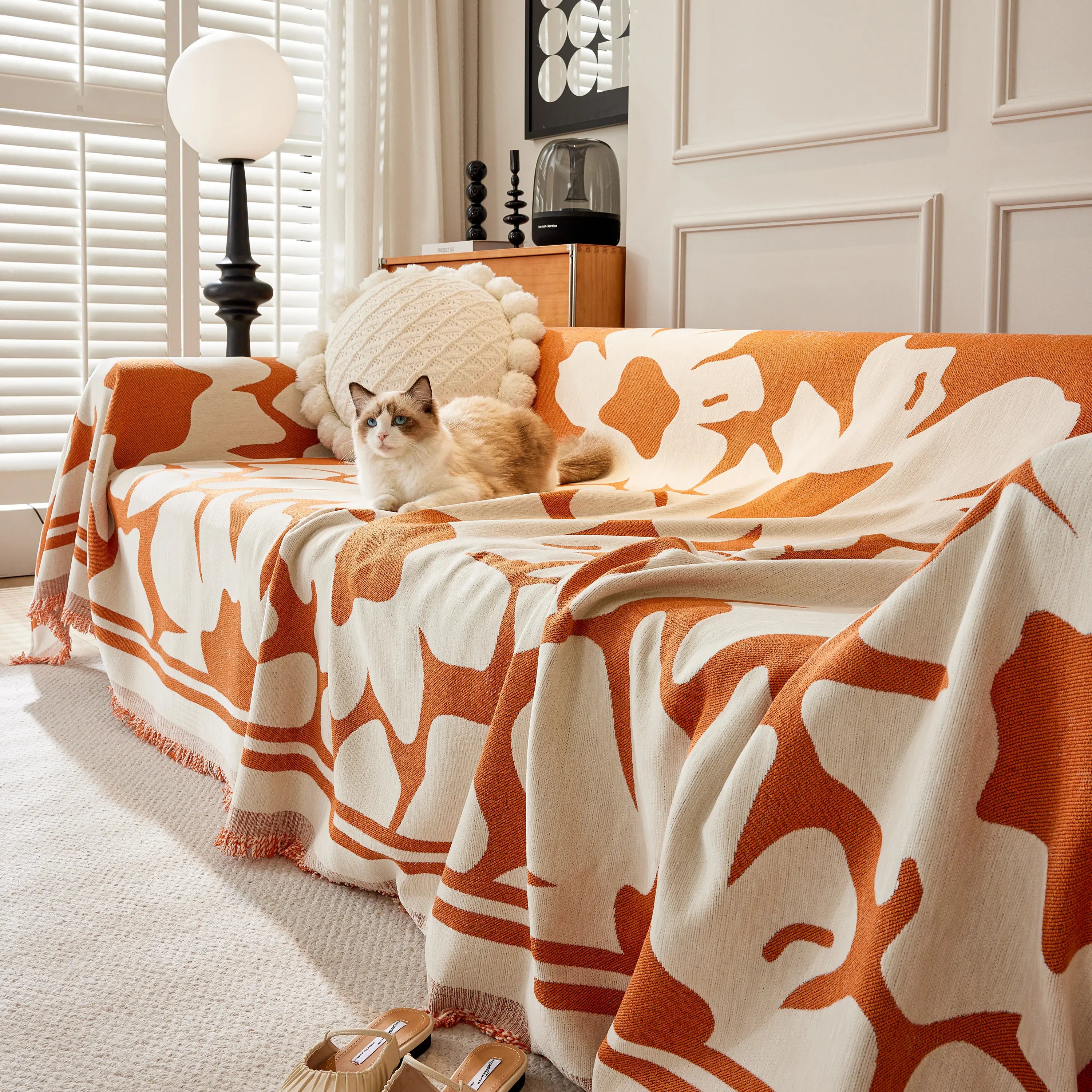 Chenille Floral Soft Thick Reversible Blanket Covers For Couch, Couch Protector Blanket Cover Sofa