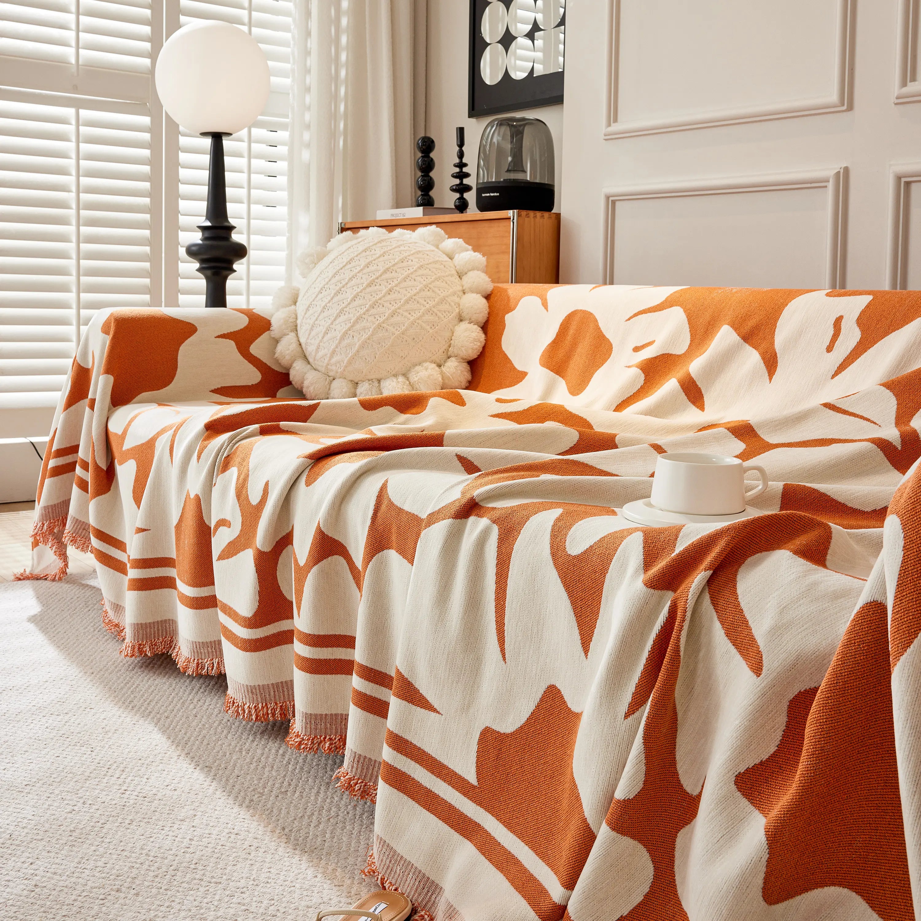 Chenille Floral Soft Thick Reversible Blanket Covers For Couch, Couch Protector Blanket Cover Sofa