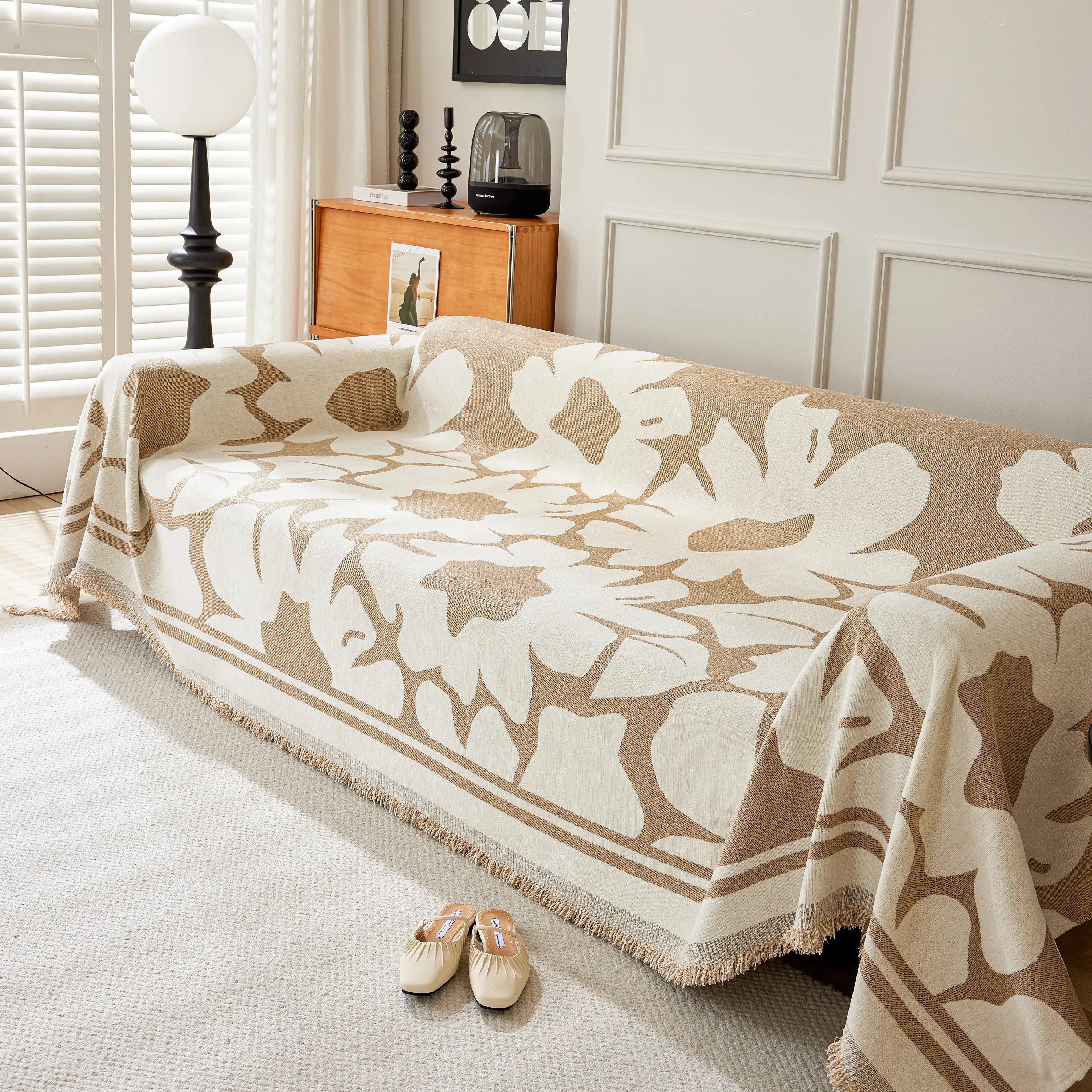 Chenille Floral Soft Thick Reversible Blanket Covers For Couch, Couch Protector Blanket Cover Sofa