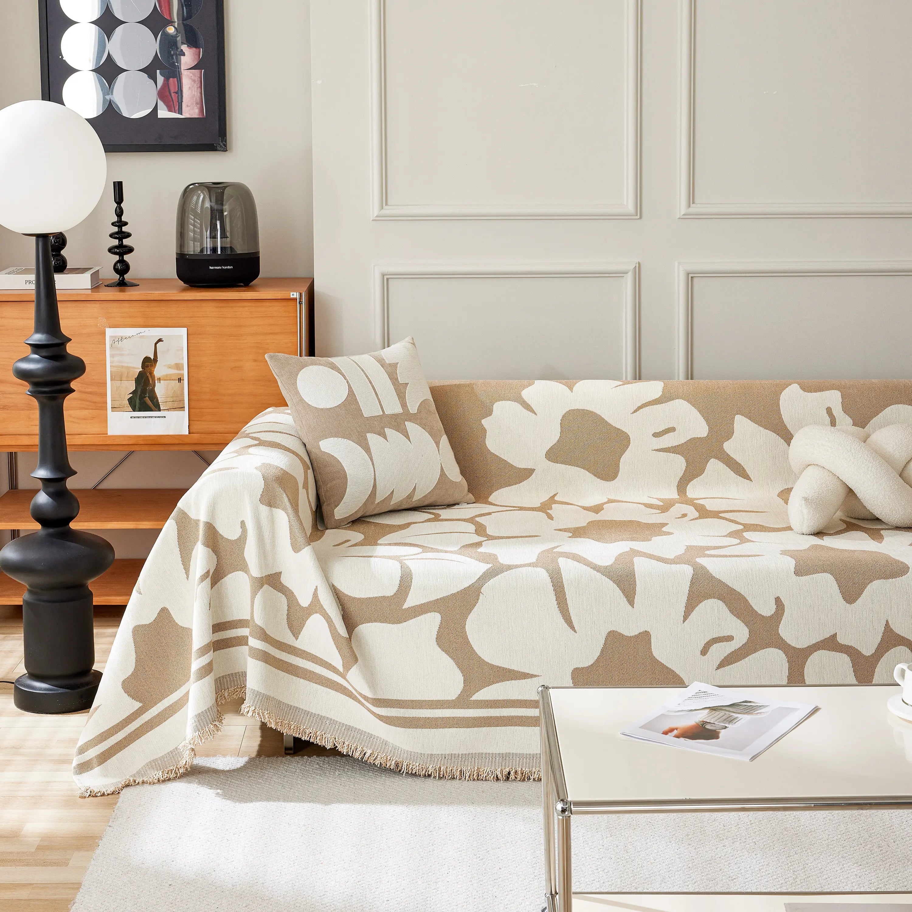 Chenille Floral Soft Thick Reversible Blanket Covers For Couch, Couch Protector Blanket Cover Sofa