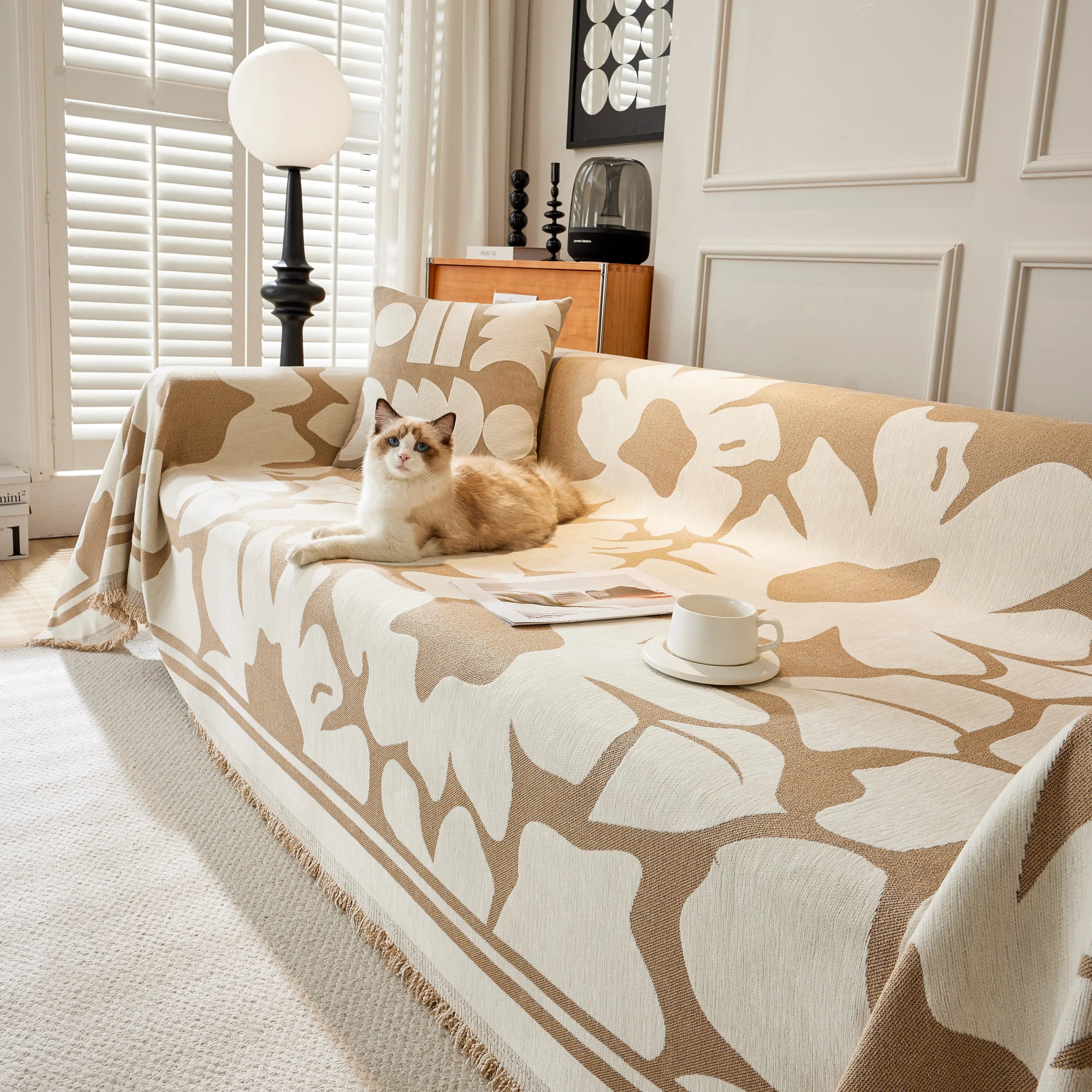 Chenille Floral Soft Thick Reversible Blanket Covers For Couch, Couch Protector Blanket Cover Sofa