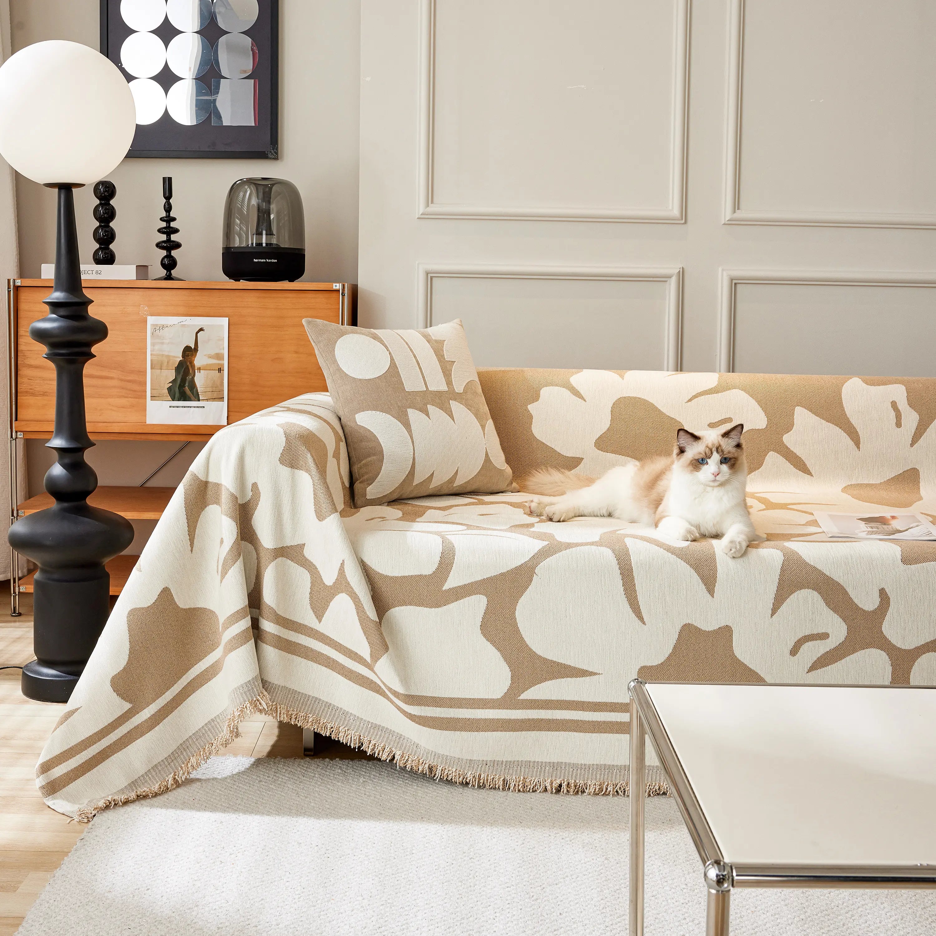 Chenille Floral Soft Thick Reversible Blanket Covers For Couch, Couch Protector Blanket Cover Sofa