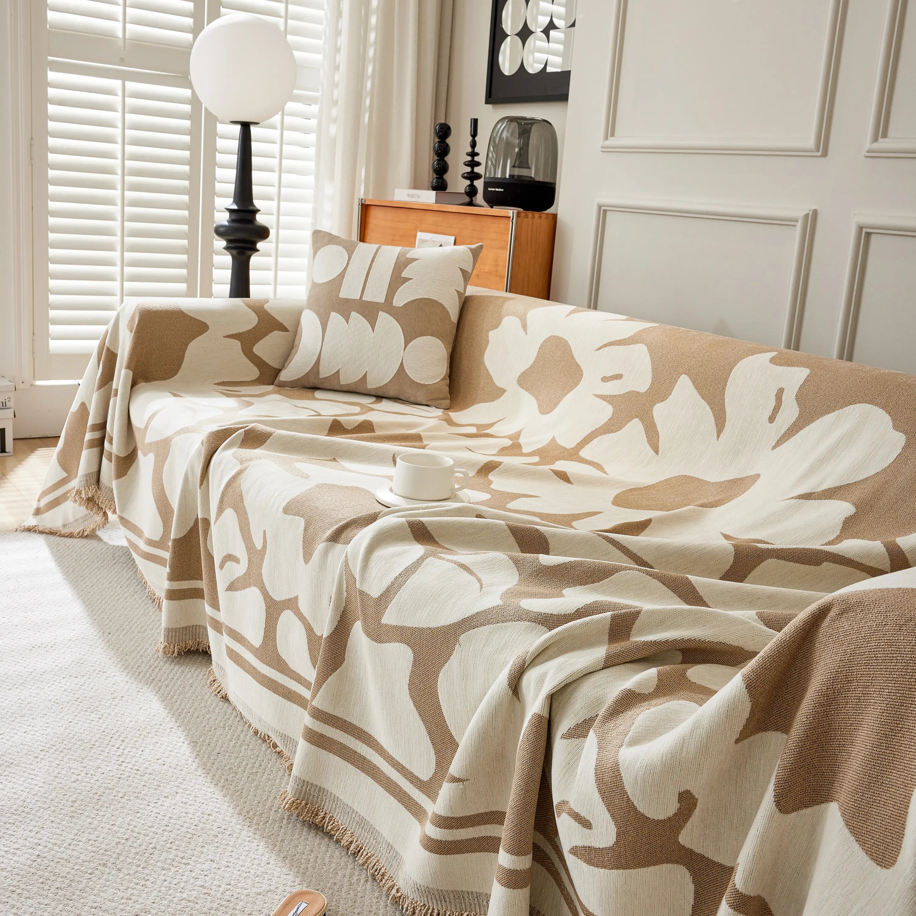 Chenille Floral Soft Thick Reversible Blanket Covers For Couch, Couch Protector Blanket Cover Sofa