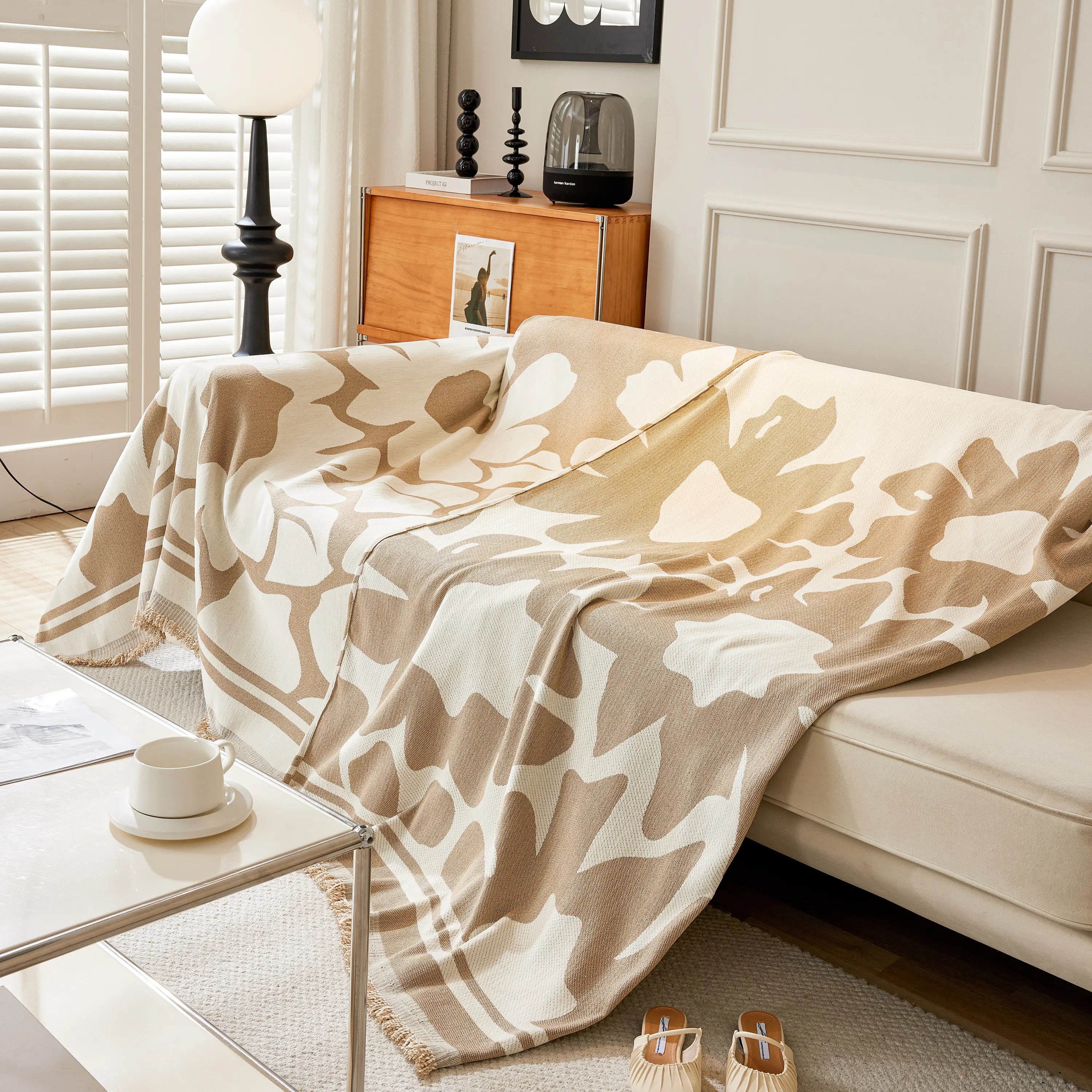 Chenille Floral Soft Thick Reversible Blanket Covers For Couch, Couch Protector Blanket Cover Sofa