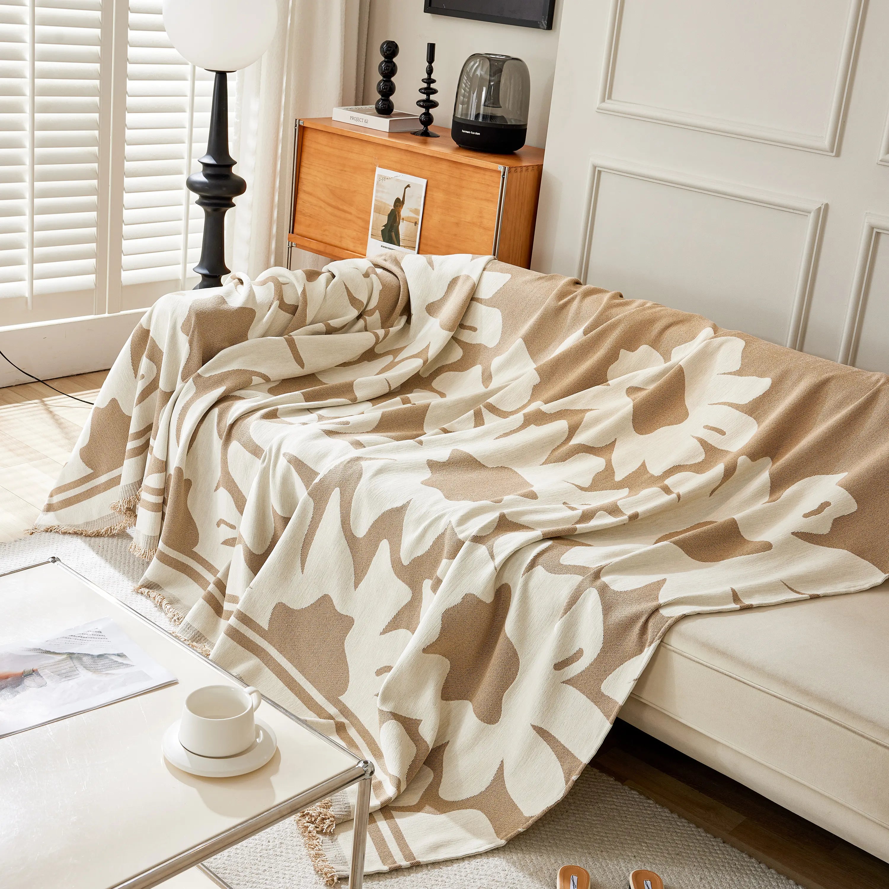 Chenille Floral Soft Thick Reversible Blanket Covers For Couch, Couch Protector Blanket Cover Sofa